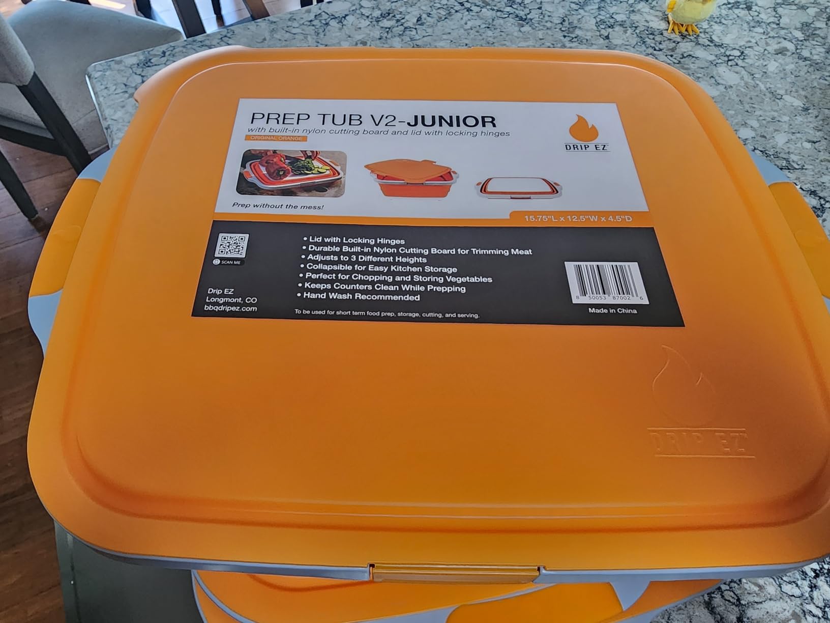 Drip EZ Collapsible BBQ Prep Tubs 3-Piece Set- For Meal Prep Marinating Food Storage - Includes Cutting Board & Lid - (1) JR + (1) OG + (1) XL - Black customer photo 2