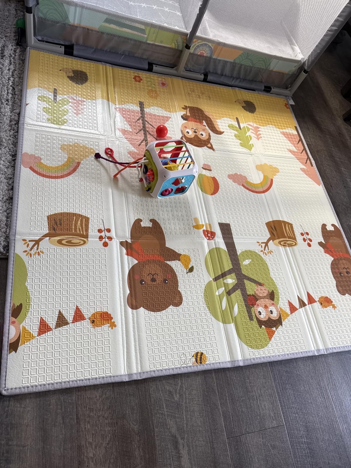 XVISHX Baby Play Mat, 50 x 50 Inch Play Mat Perfect for Use Baby Playpen, Foldable Baby Foam Playmat for Floor, Portable Waterproof Activity PlayMats for Babies, Infants and Toddlers customer photo 2
