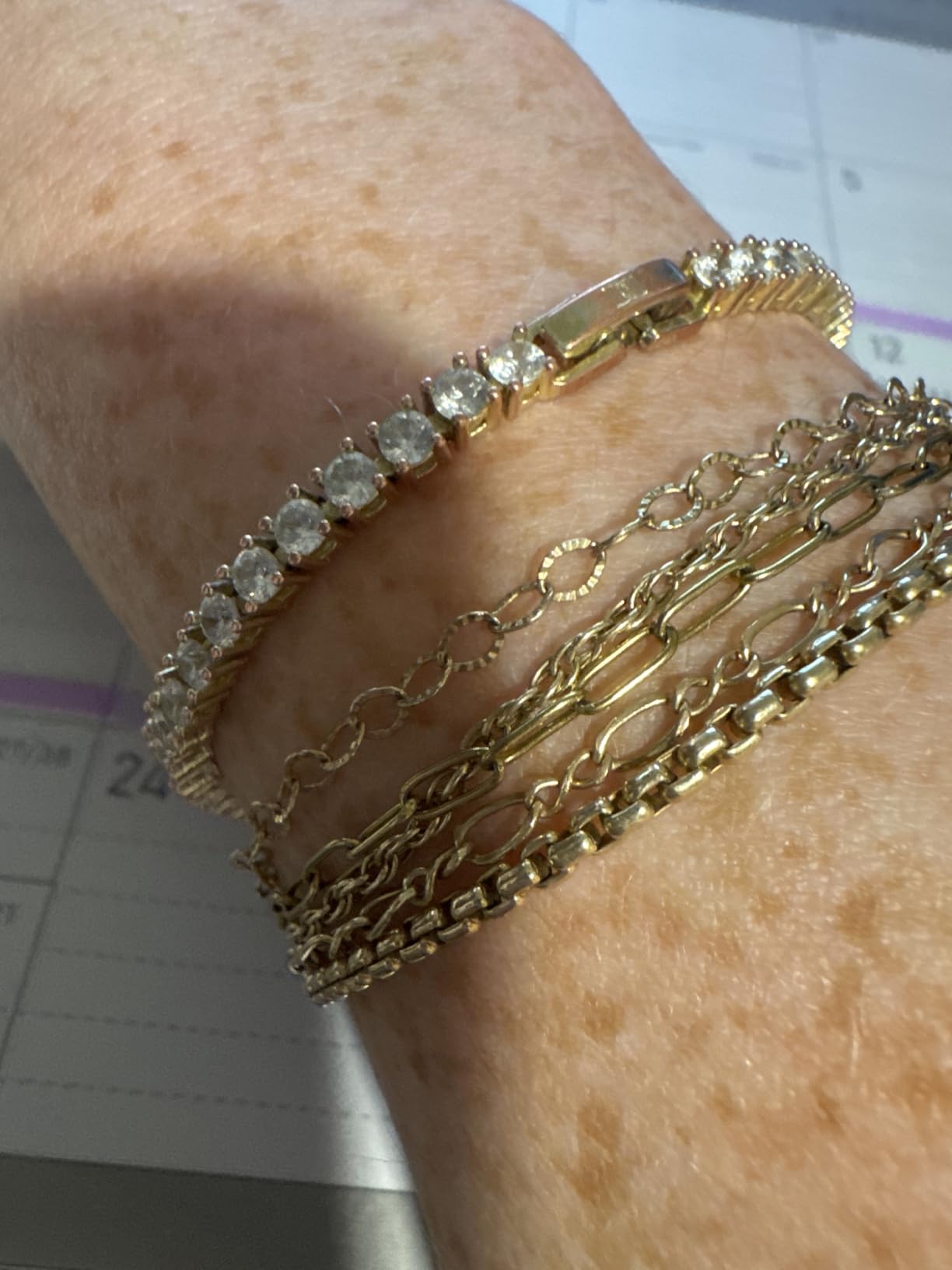 MINDDHA Tennis Bracelet, Gold Plated, 2mm/3mm, 5.5-8