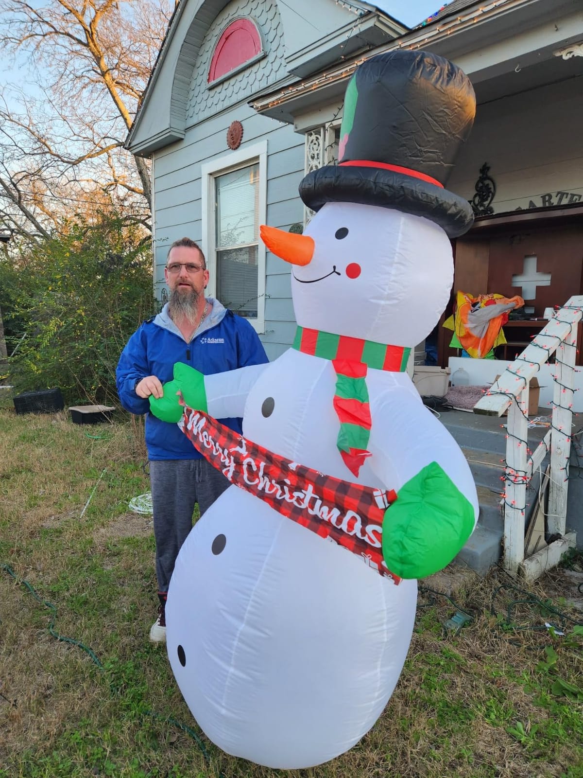 zukakii 7FT Christmas Inflatables Decorations with Built-in Music & 360° Rotation Colorful Projector LED Light Snowman Christmas Blow Up Yard Decorations Indoor Outdoor Christmas Decorations Decor customer photo 1