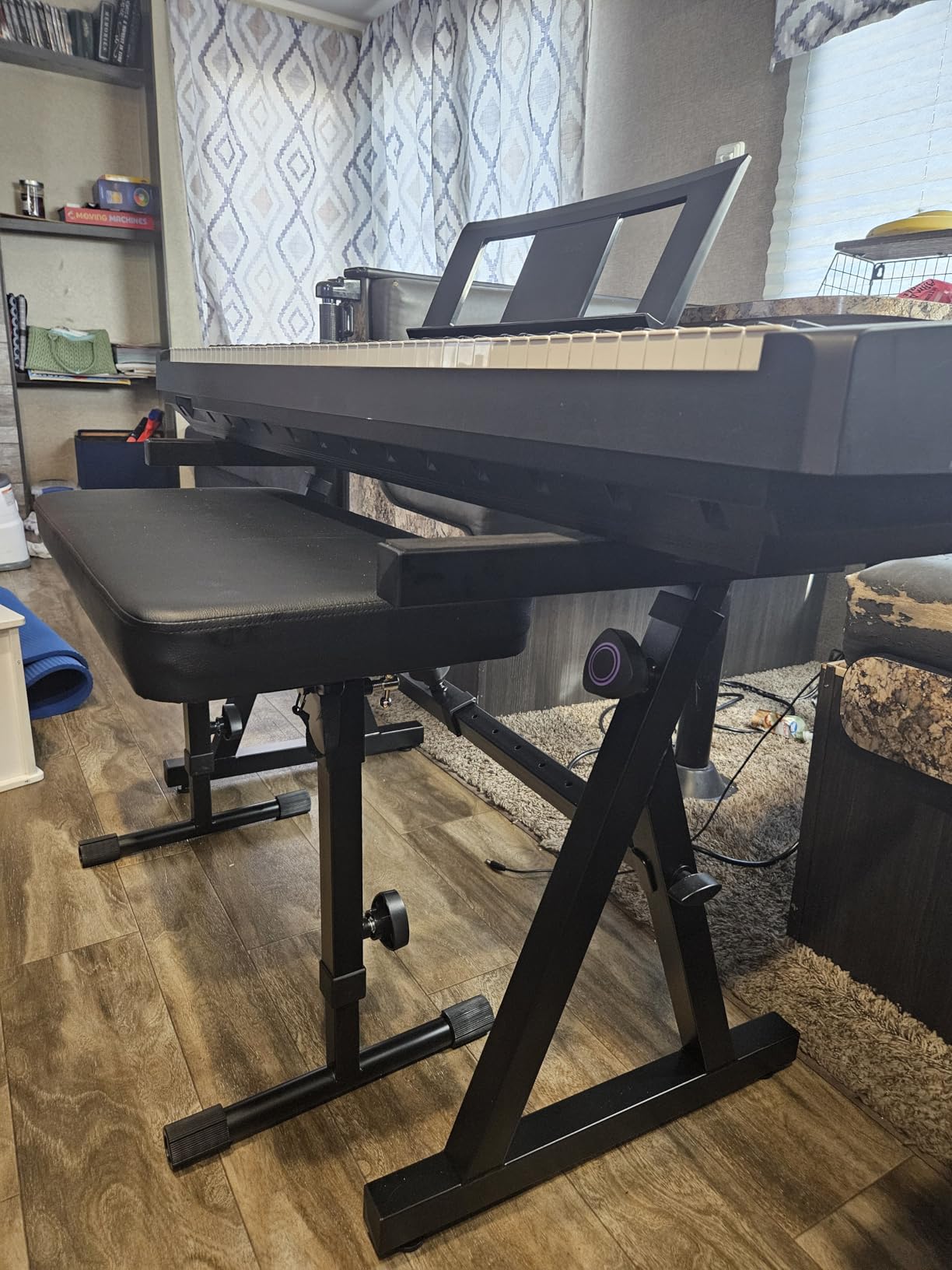 Liquid Stands Foldable Dual Adjustable Piano Bench with Black Cushion customer photo 2