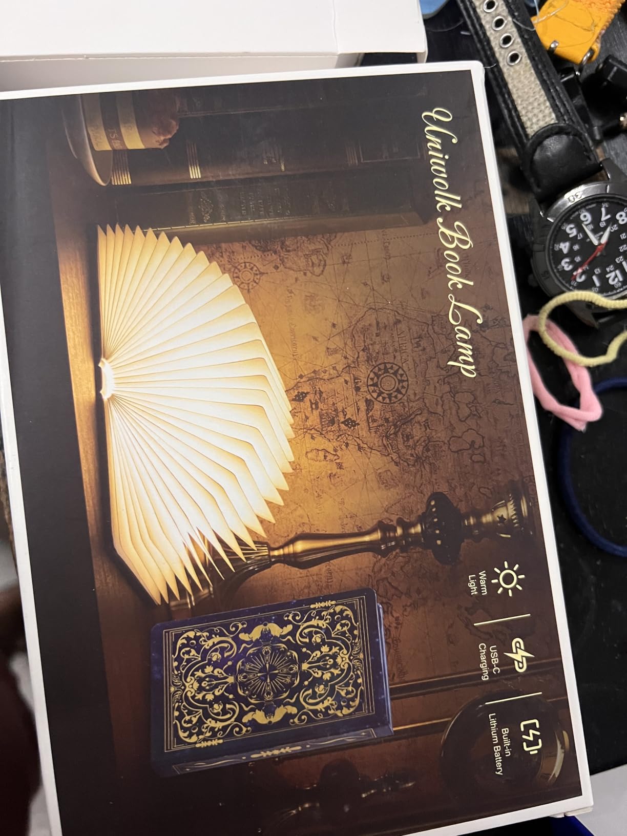 Uniwolk Book Lovers Gifts BookLamp - 5 Color Lights, 1200mah Battery, Foldable Paper Lamp as Book Decor & Accessories, Hot Foil Cover Design, Unique Gifts for Women or Friends & Christmas customer photo 1