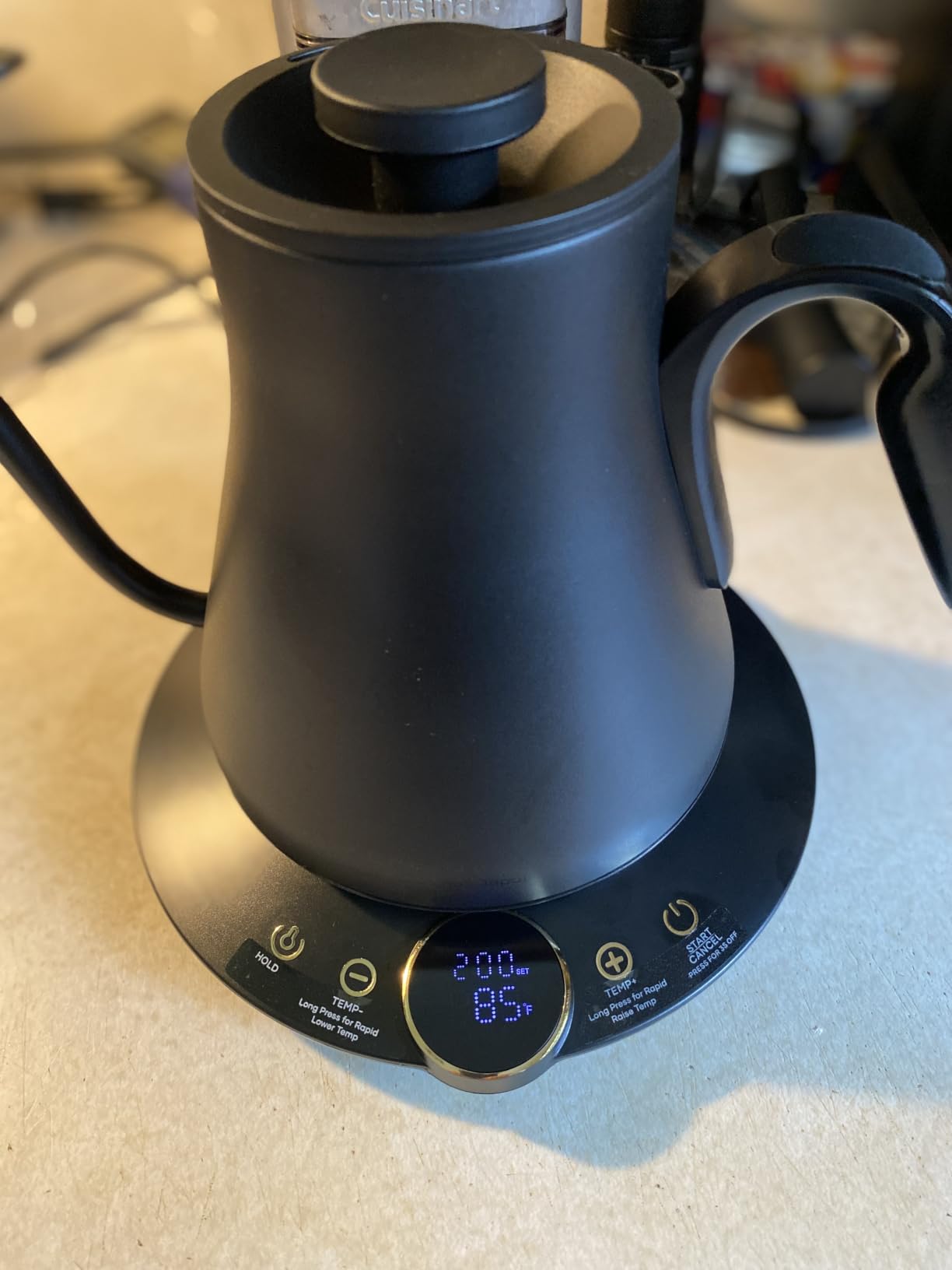 INTASTING Gooseneck Electric Kettle, ±1℉ Temperature Control, Stainless Steel Inner, Quick Heating, for Pour Over Coffee, Brew Tea, Boil Hot Water, 1500W/0.9L (Morandi White) customer photo 2