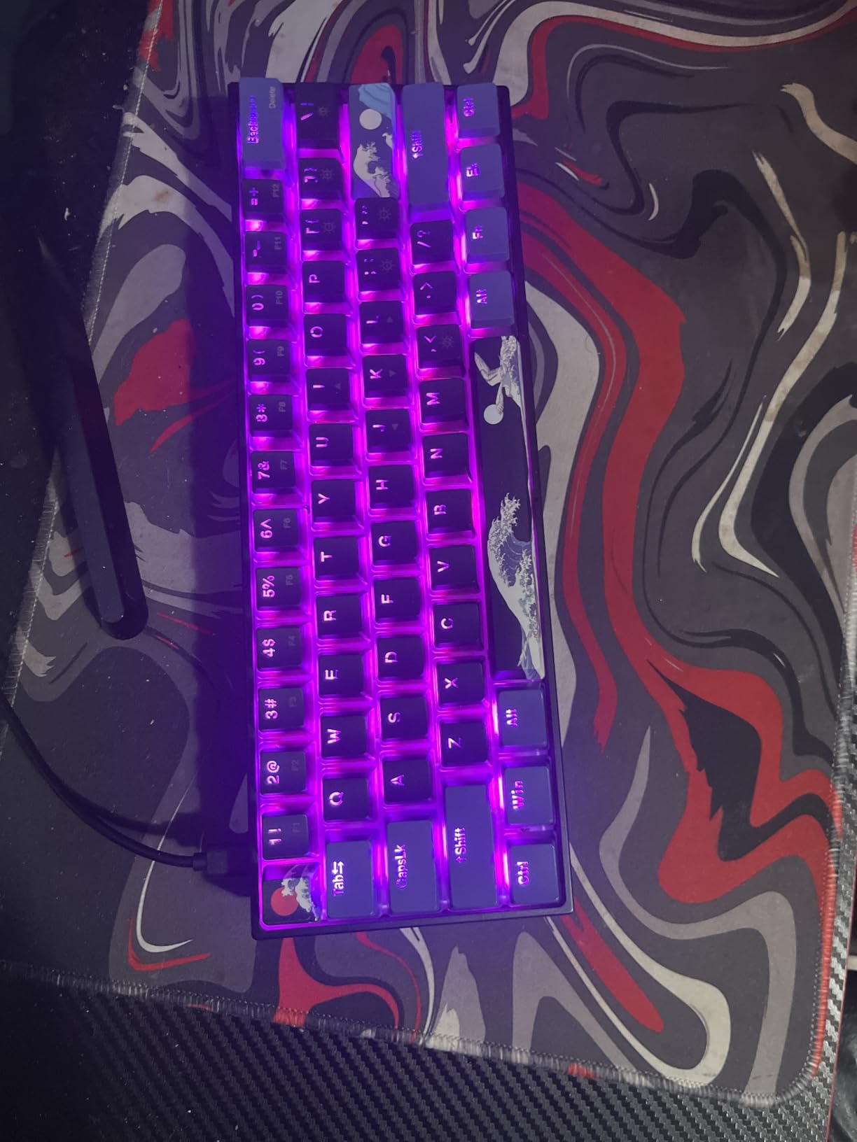 Womier 60% Percent Keyboard Gaming, Creamy Mechanical Wired Keyboard Anime | Hot-Swappable RGB Keyboard with PBT Keycaps for Windows PC Gamers - POM Linear Red Switch Black Kanagawa,WK61 PRO customer photo 2