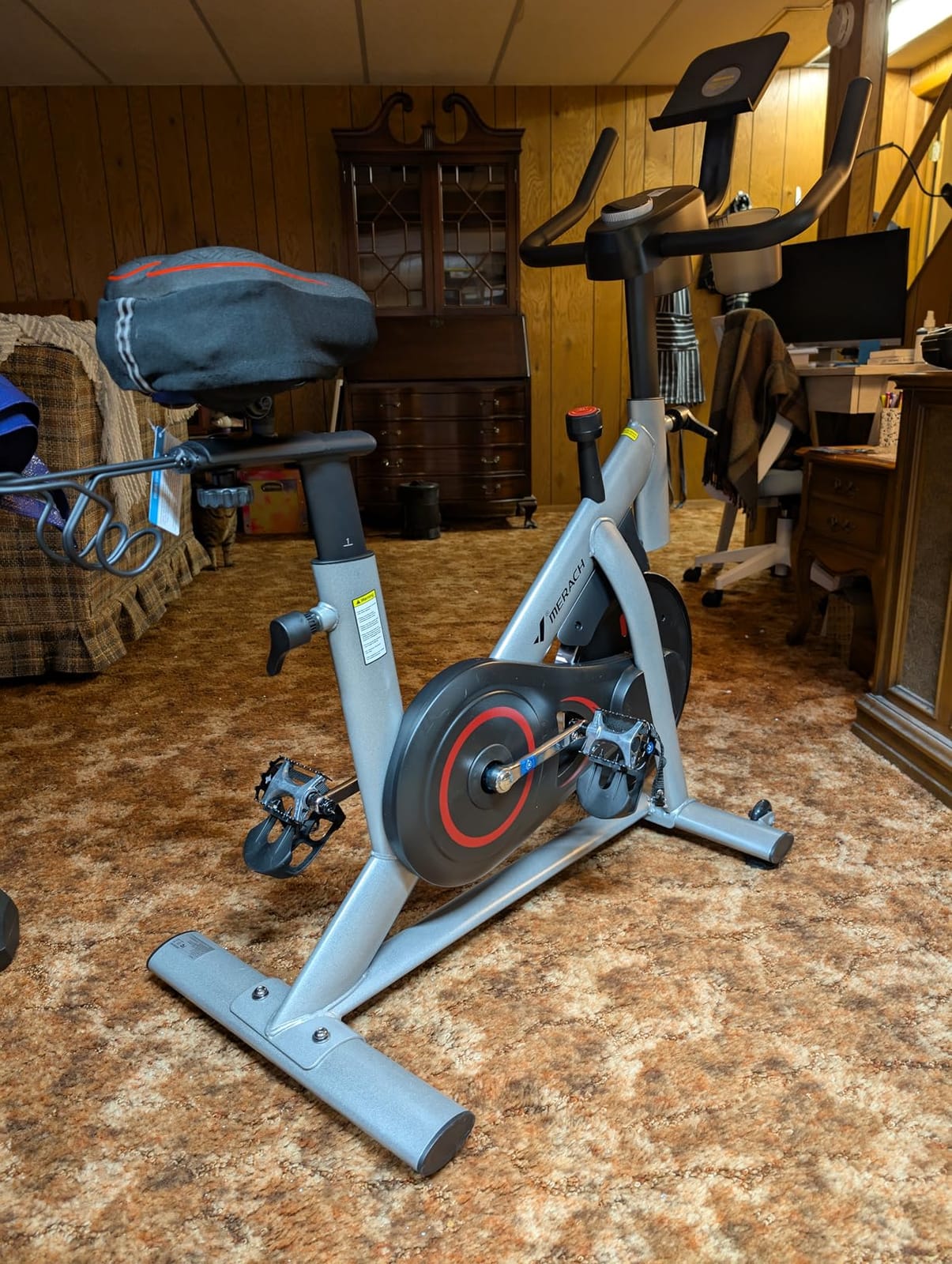 MERACH Exercise Bike, Magnetic Friction Stationary Bike for Home with APP customer photo 1