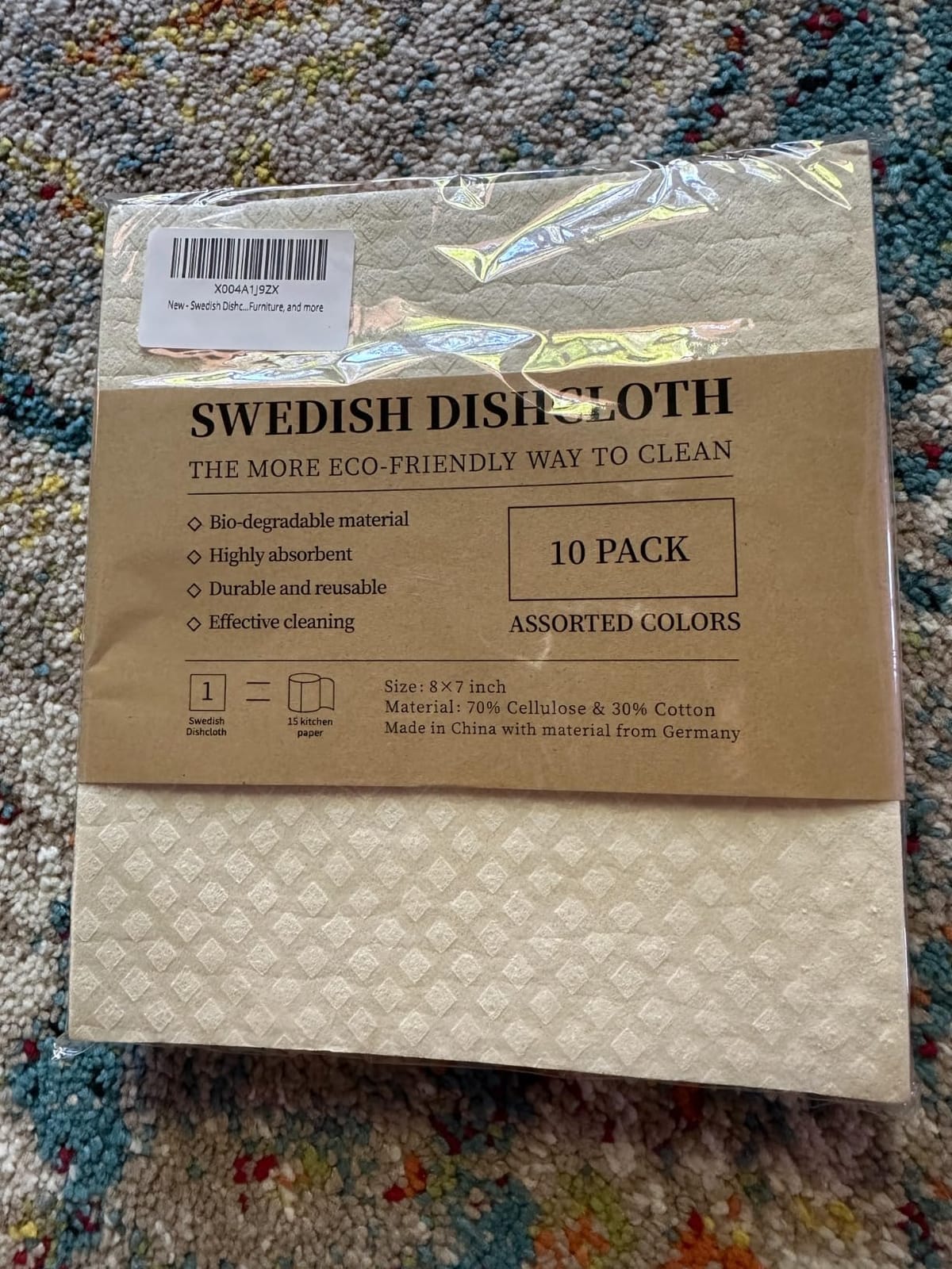 YEEHAW Swedish Dishcloths for Kitchen 10 Pack, Grey Cellulose Sponge Cloths, No Odor Resuable Cleaning Cloths, Super Absorbent Dish Cloth for Kitchen, Bathroom, Glass Surface, Furniture 7
