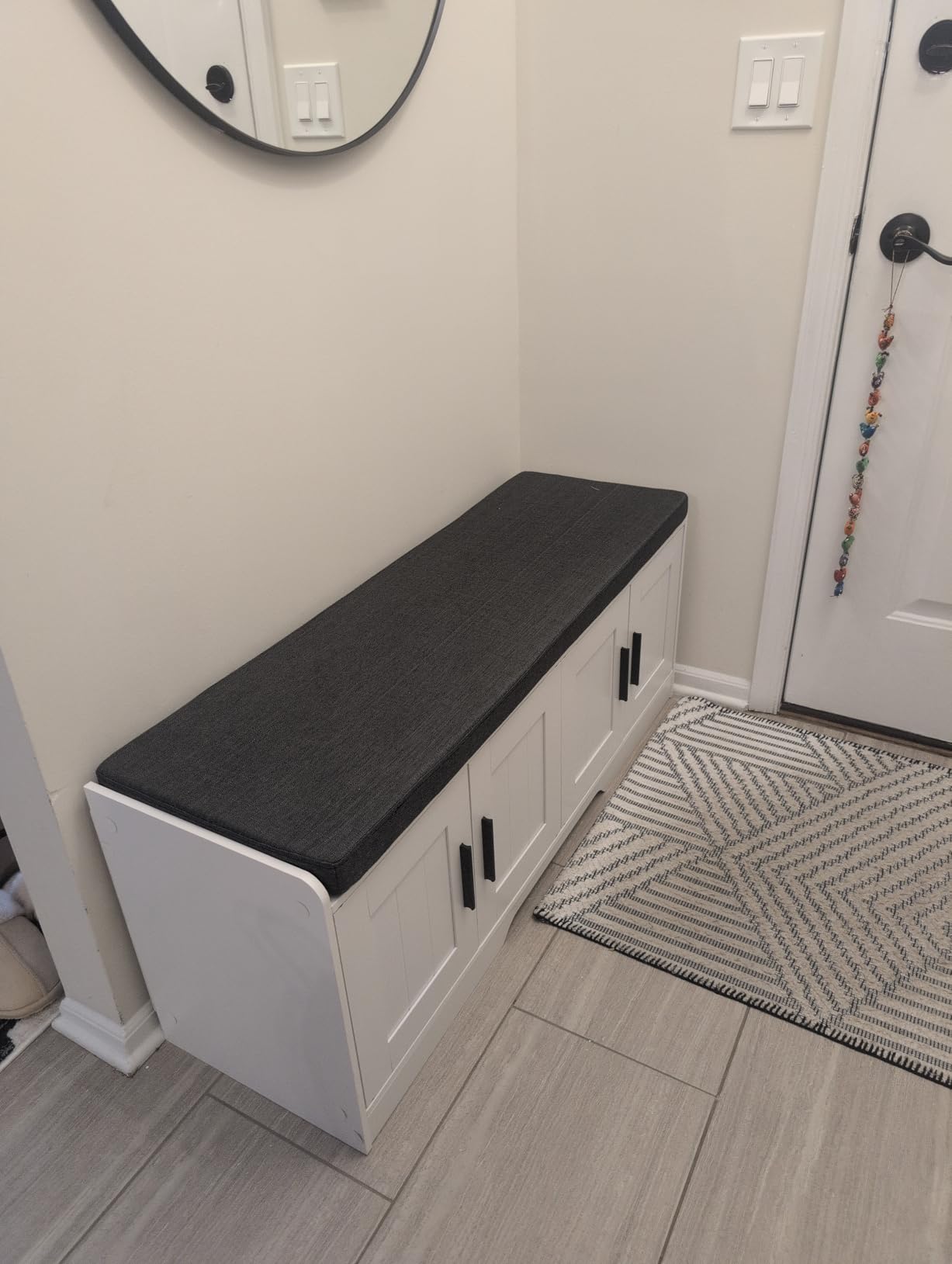 Homleke Shoe Storage Bench, 4 Doors & Thickened Padded Seat Cushion customer photo 2