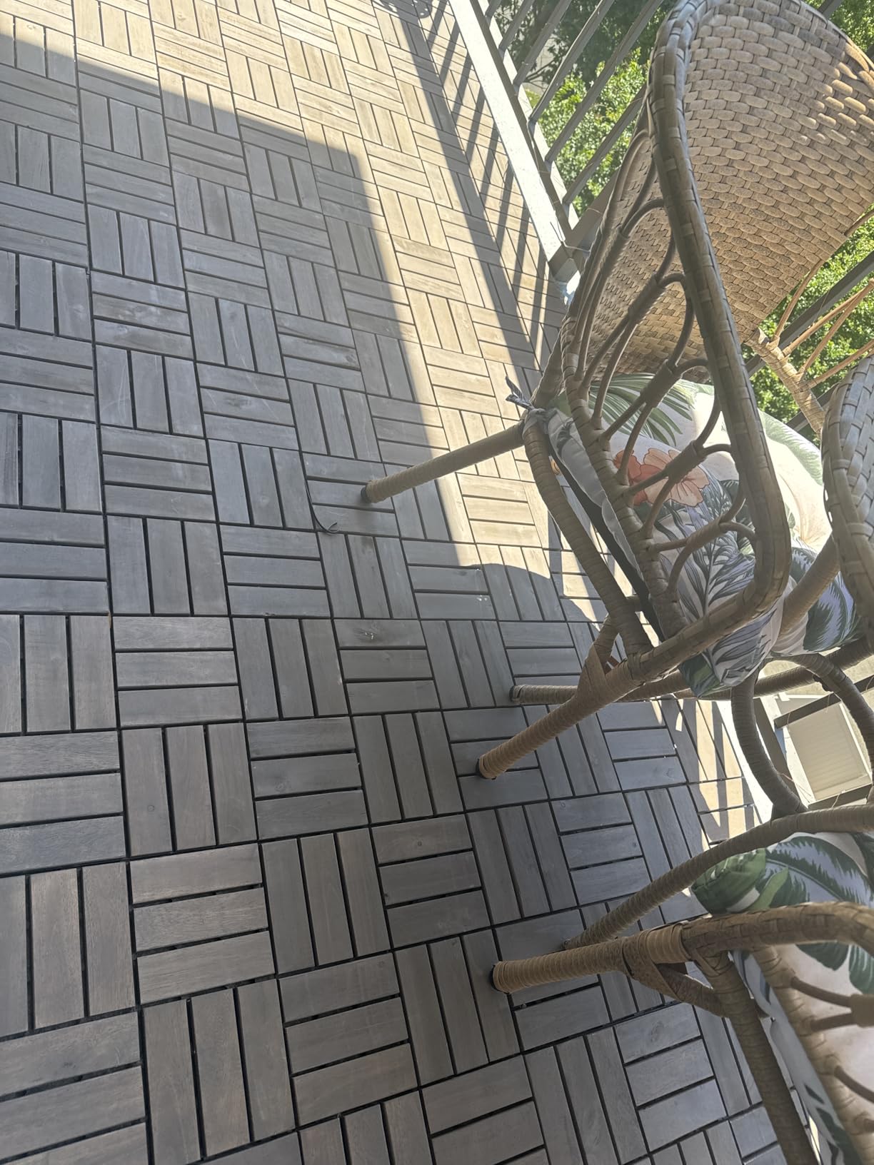 Acacia Wood Interlocking Deck Tiles, Patio & Backyard Tile, 12 in, 9 PCS customer photo 1