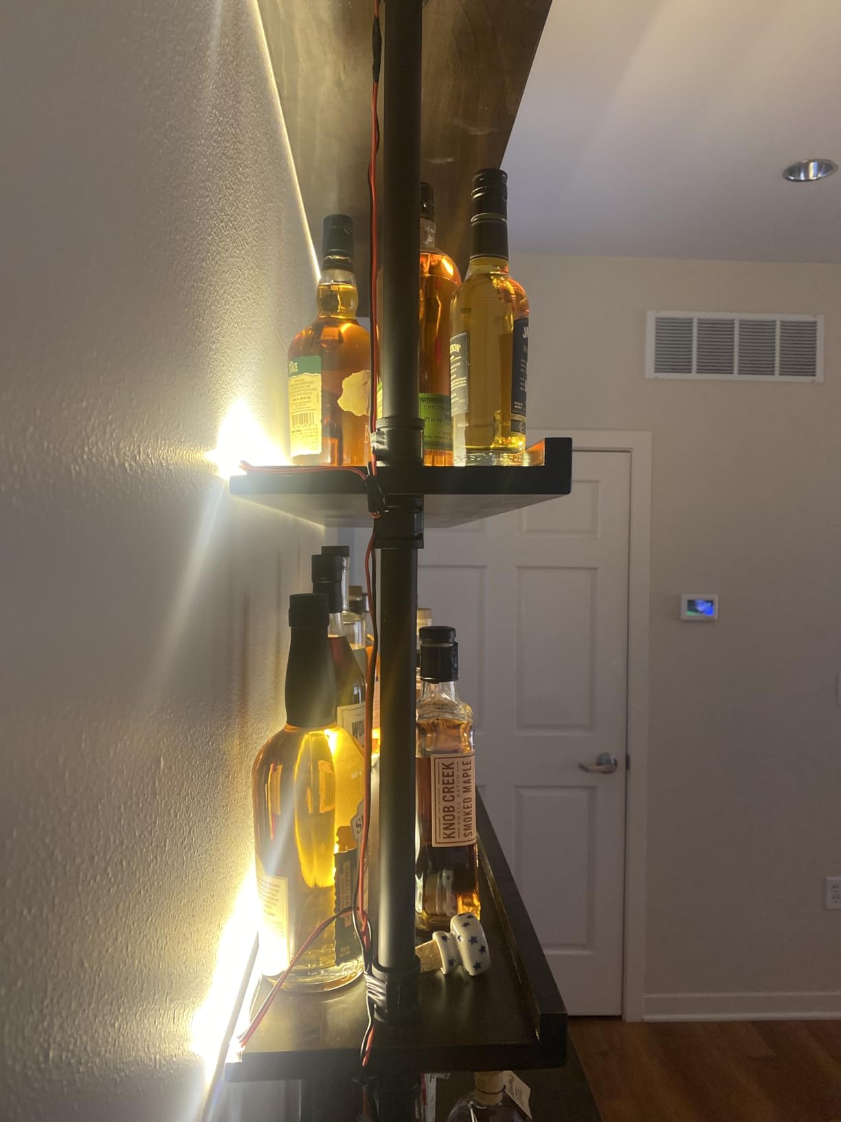 47.2in Wall Mounted Wine Rack with LED Light Solid Wood customer photo 1