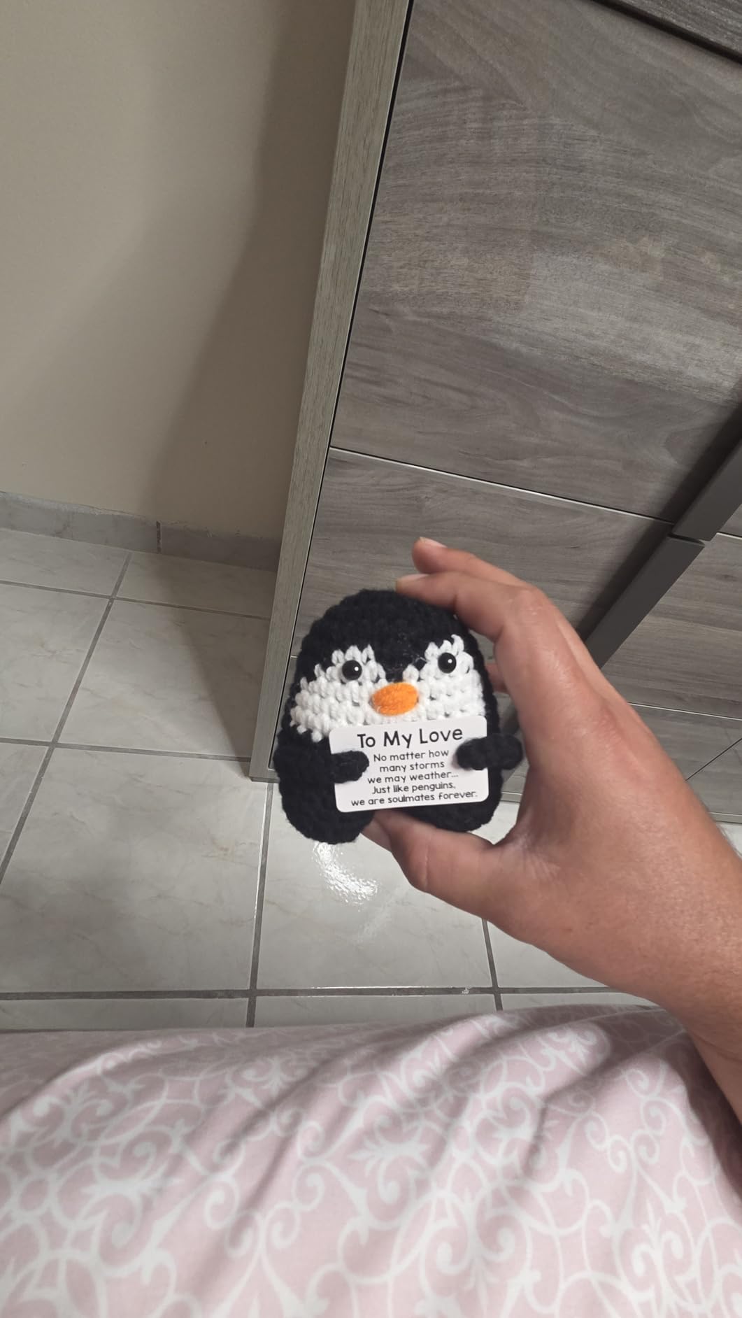 Gifts for Husband from Wife Birthday Anniversary, Handmade Crochet Penguin | To My Husband Wedding Anniversary Birthday Gifts for Men Him Husband, Mini Romantic I Love You Gift for Him Cute Decor customer photo 1