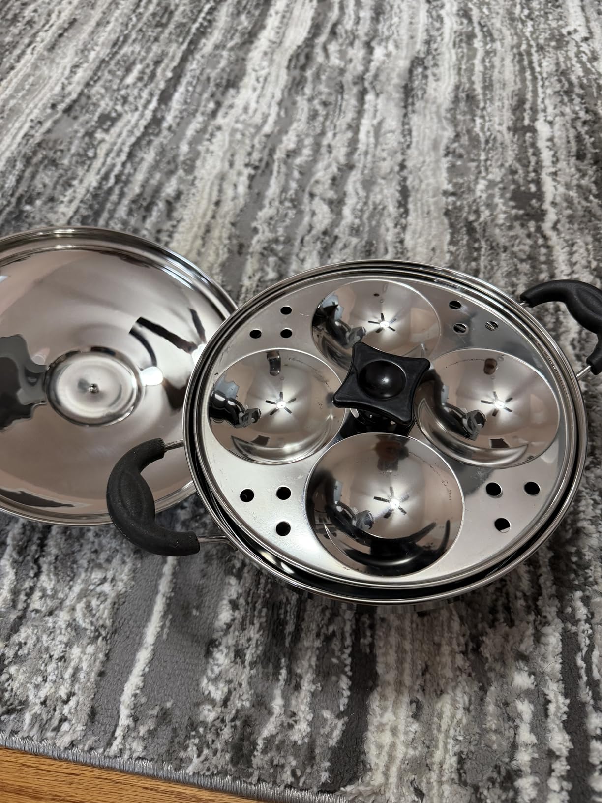 PANCA Stainless Steel Multi Purpose Kadai with Steel Lid, Idli Maker 2 Idli Plate 8 Cavity Idli Cooker Stainless Steel Idly Pot with Steamer (2 Plate 8 Cavity) customer photo 2