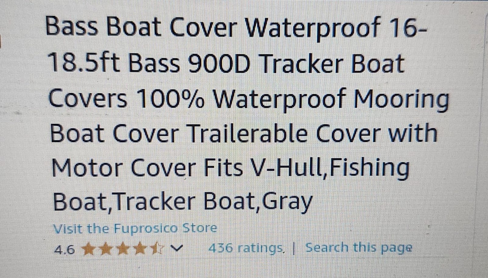 Trailerable Boat Cover 16-18.5ft, Waterproof Heavy Duty 1200D,V-Hull,Black customer photo 1