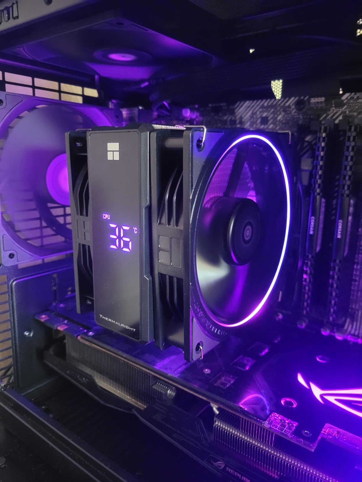 Thermalright Assassin X 120R Digital ARGB Black CPU Air Cooler, 2000RPM, 4 Heatpipes, Digital Screen Top Cover customer photo 1