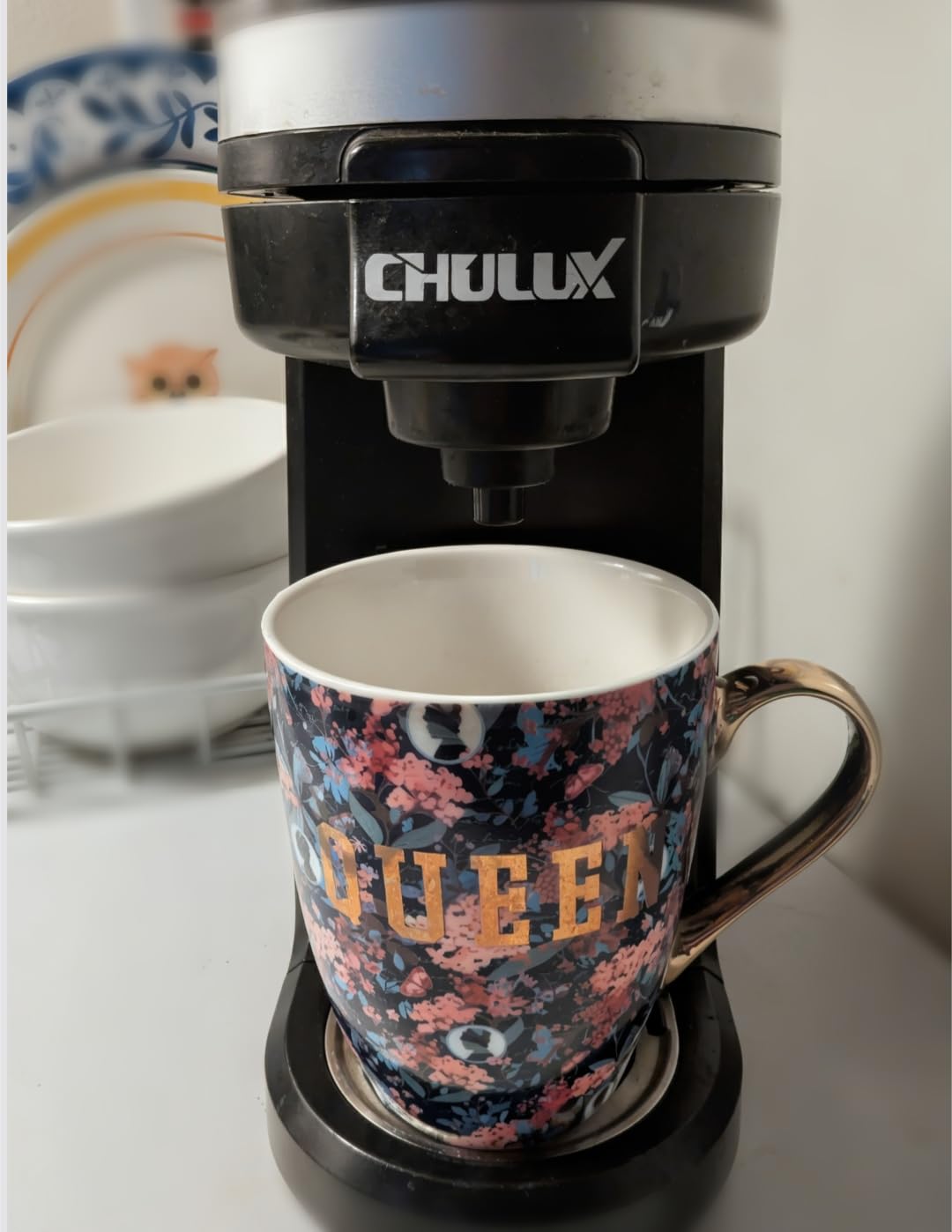 CHULUX Mini Single Serve Coffee Maker, Portable Pod Coffee Machine, White customer photo 1