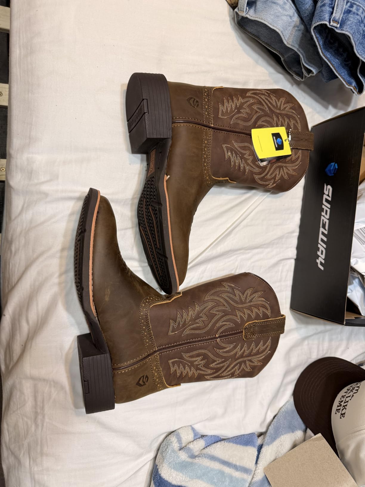 SUREWAY Cowboy Boots For Men, 10 Inch Pull on Square Toe Western Boot customer photo 1