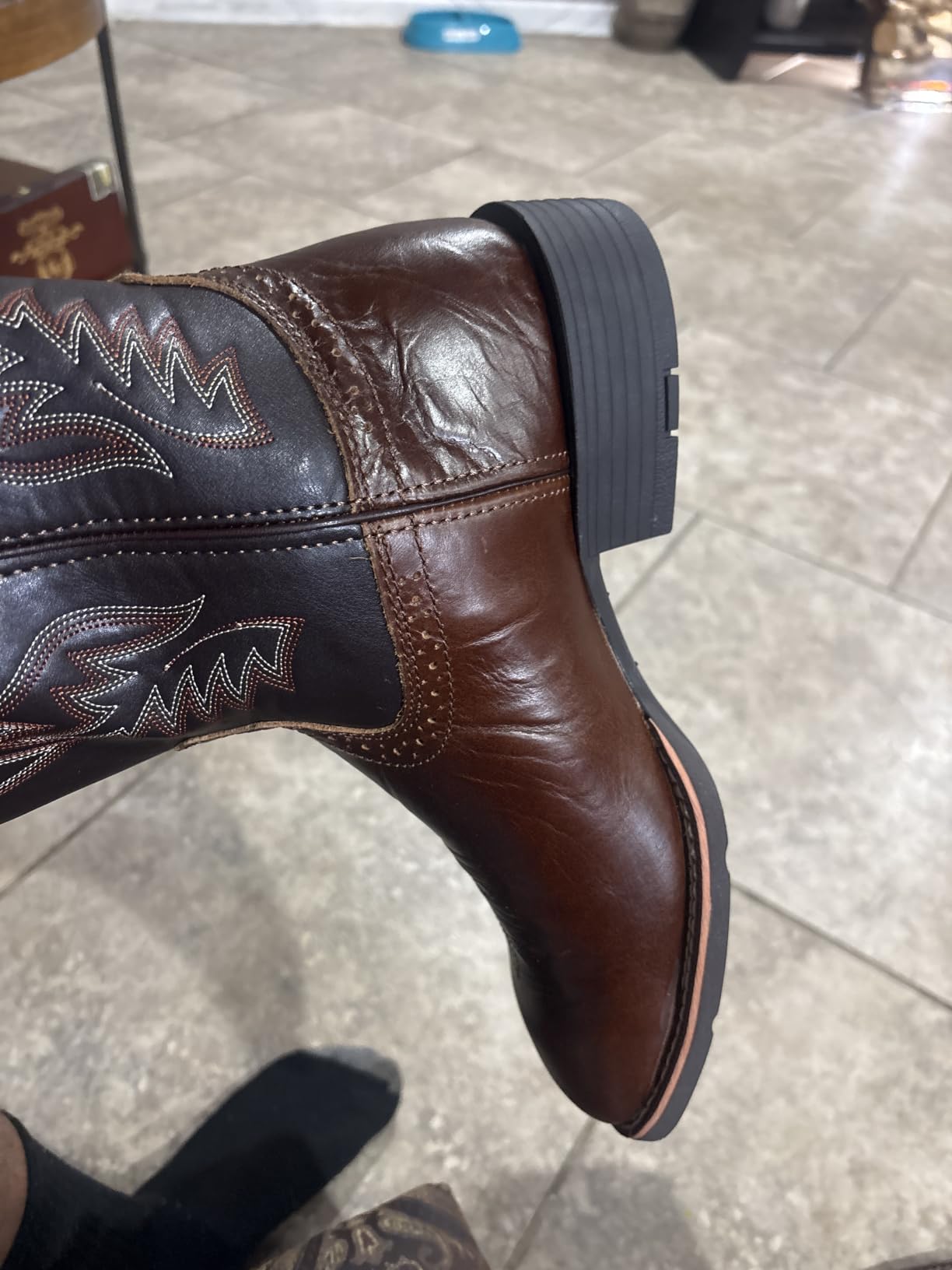 SUREWAY Cowboy Boots For Men, 10 Inch Pull on Square Toe Western Boot customer photo 2