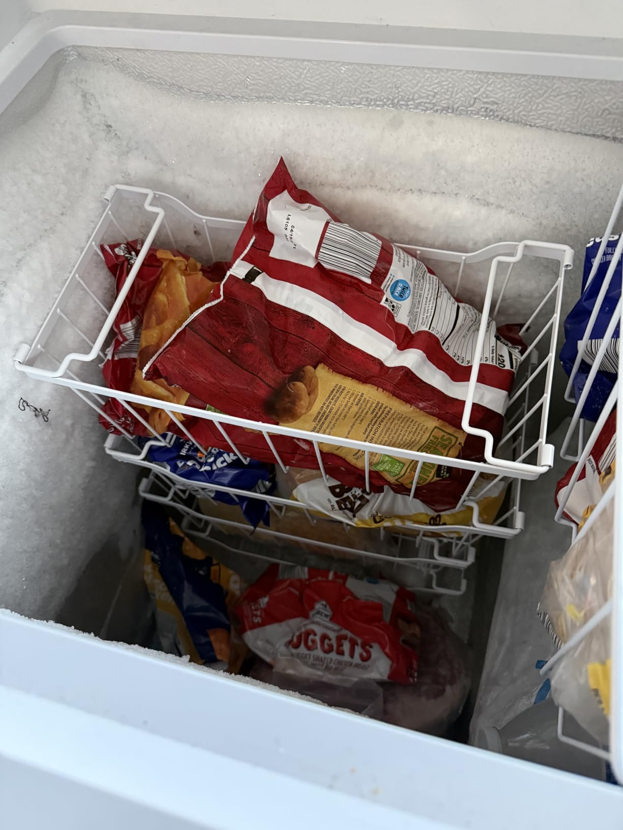 SUNALLY Freezer Organizer Bins, 4 Pack Stackable Chest Freezer Organizer for 5-7 Cu.FT Deep Freezer Sort Frozen Meats and Food, Freezer Storage Baskets with Handles Easy Reach from Bottom, Black customer photo 1