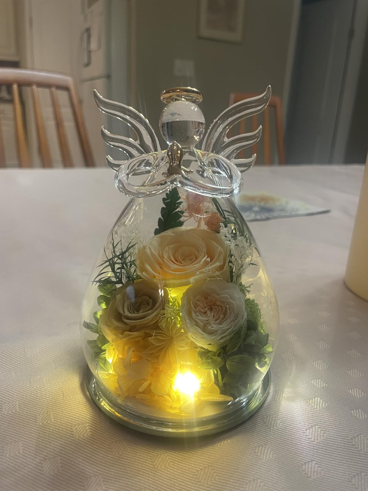 Gifts for Mom Birthday Gifts for Women Preserved Rose Forever Flower in Glass Angel Figurines Fresh Flowers for Delivery Anniversary Real Colorful Roses for Grandma Her Wife Mothers from Daughter customer photo 1