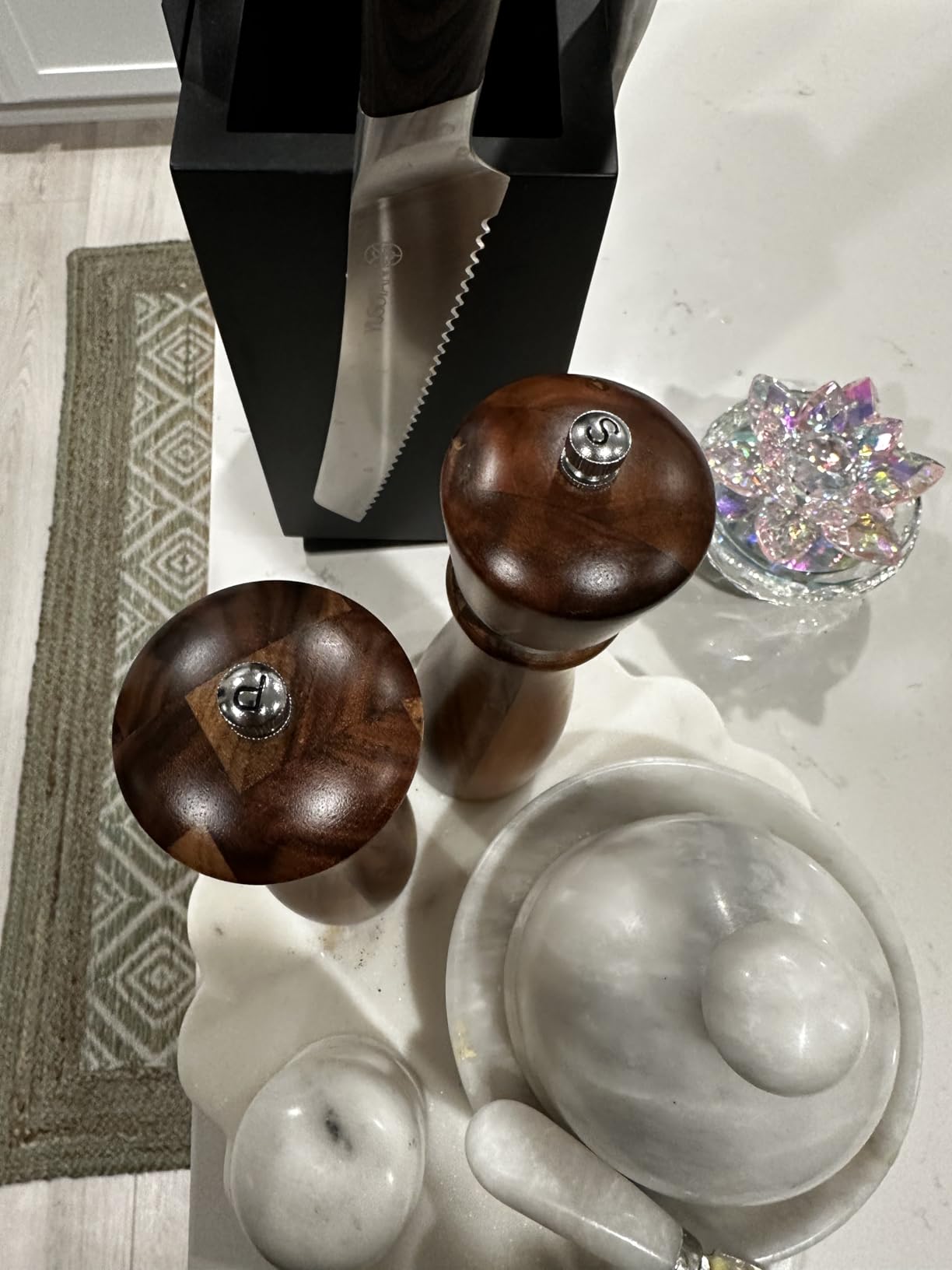 Haomacro 2 Pack Acacia Wood Salt and Pepper Grinder Set Kitchen Home 8 Inch customer photo 2