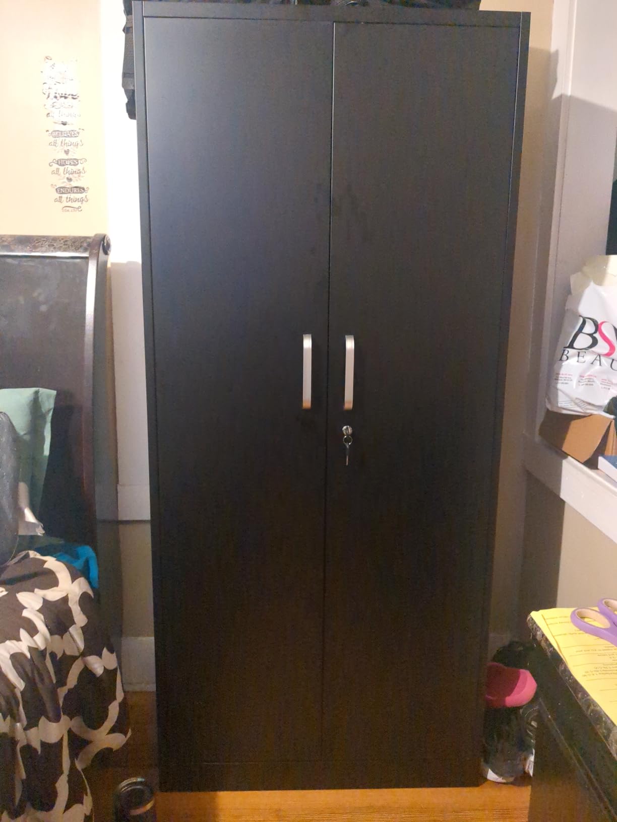Approgreent Metal Storage Cabinet with Adjustable Shelves, Garage Cabinet with 2 Lockable Doors, Garage Storage Cabinet, Kitchen Pantry Cabinet - 71'H, Black customer photo 1