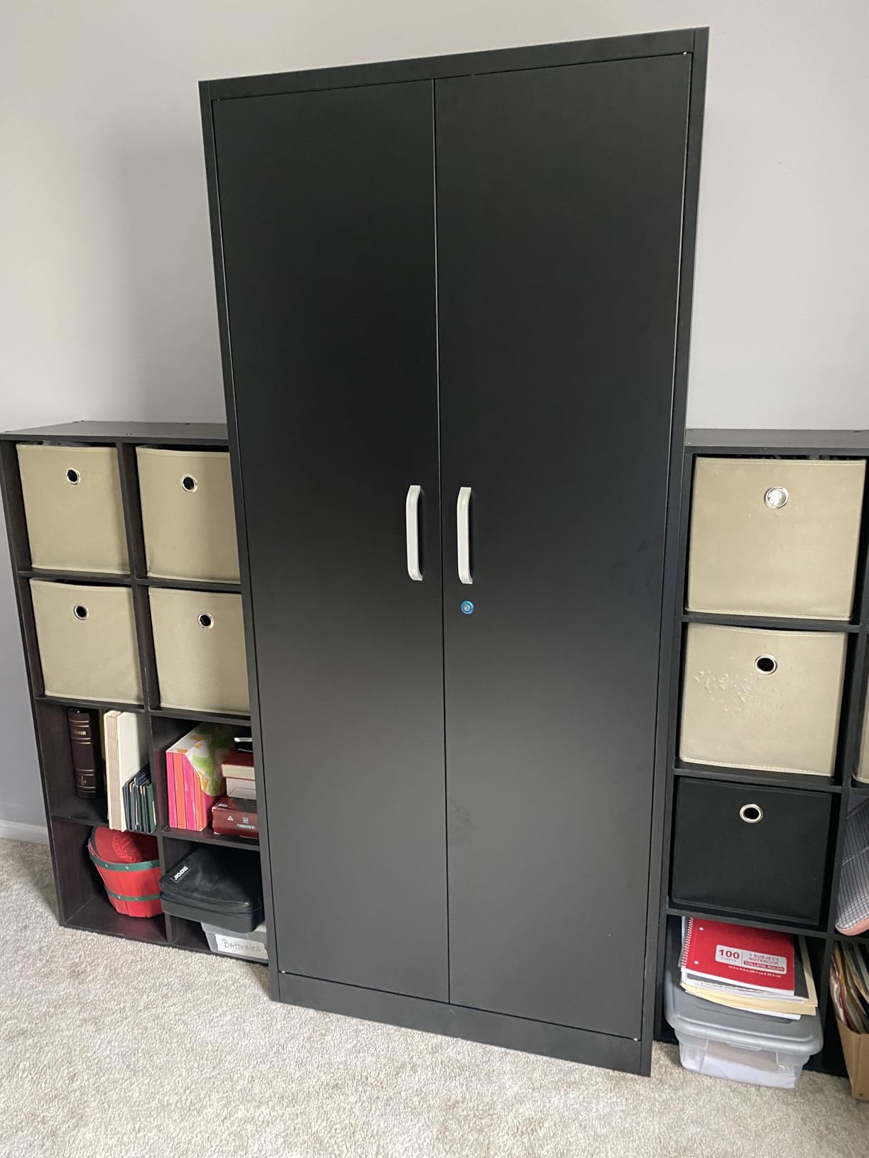 Approgreent Metal Storage Cabinet with Adjustable Shelves, Garage Cabinet with 2 Lockable Doors, Garage Storage Cabinet, Kitchen Pantry Cabinet - 71'H, Black customer photo 2