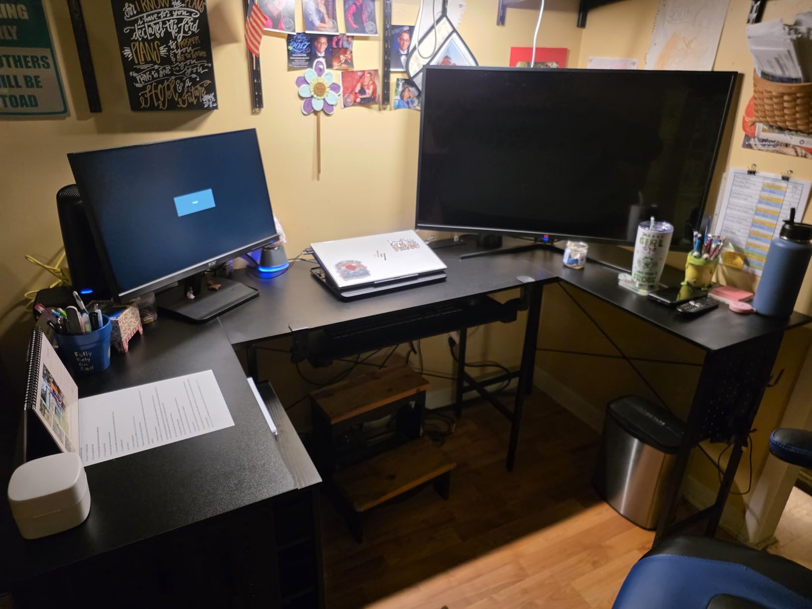 Pamray 71 Inch Large Gaming Desk with Power Outlets U Shaped Computer Desk customer photo 1