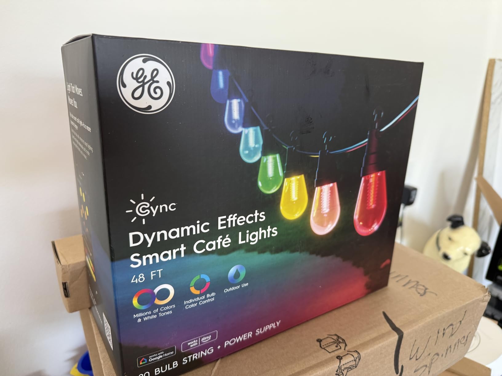 Cync GE Dynamic Effects Smart Cafe Lights, Color Changing Patio String Lights, Compatible with Alexa and Google, 48ft customer photo 1