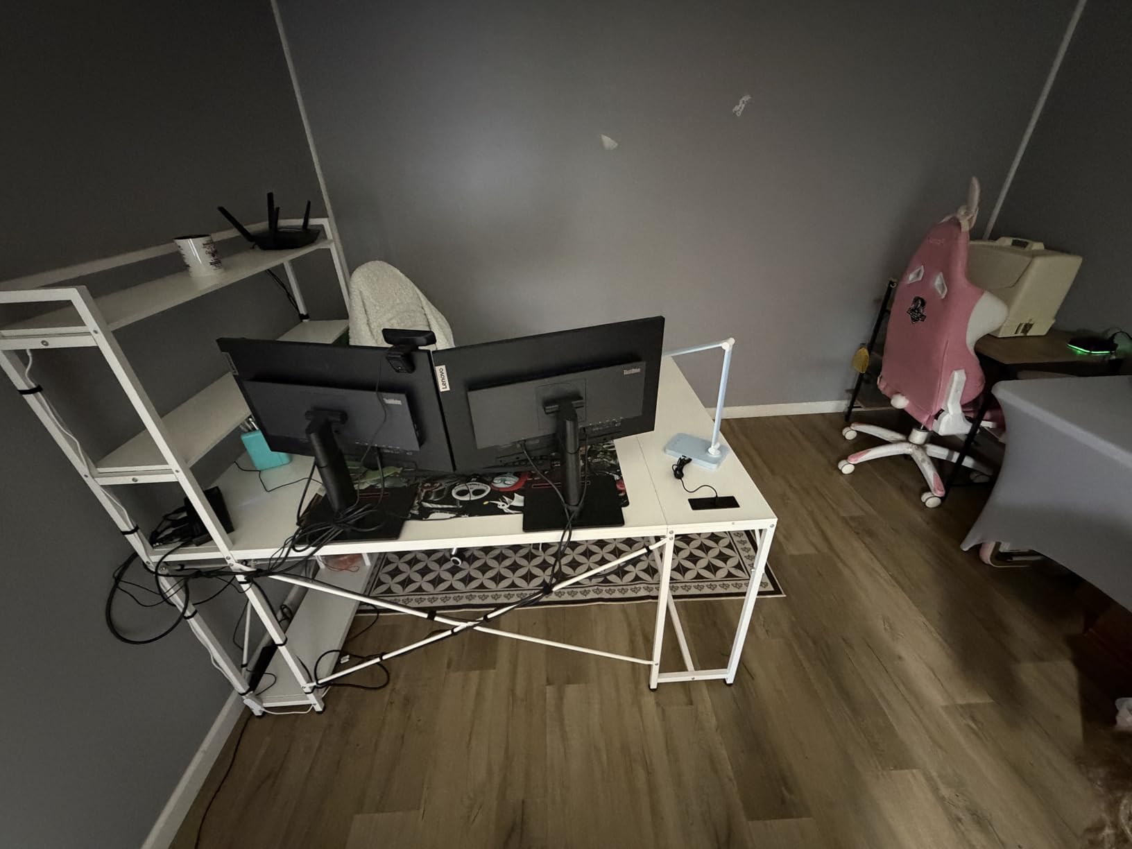 SEDETA L Shaped Desk with Storage Shelves, 63” Reversible U Shaped Office Desk, Gaming Desk with Power Outlet and LED Lights for Home Office, Rustic Brown customer photo 1
