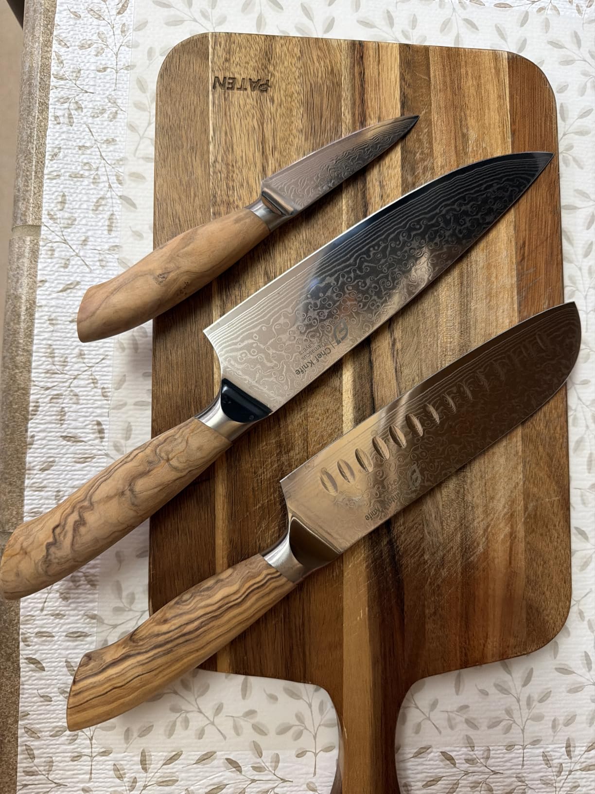 Damascus Chef Knife in Japanese Steel, 67-Layers Damascus Kitchen Knife with Wooden Gift Box and Original Olive Wood Handle, Cooking Knives for Home Kitchen Gift Idea customer photo 1