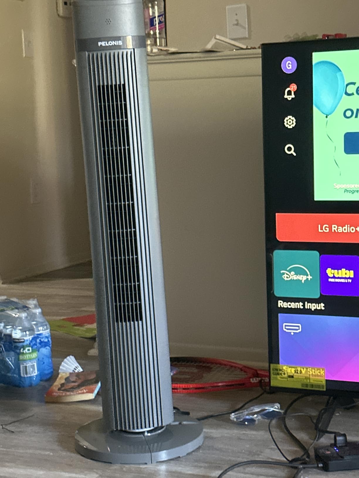 PELONIS 40 inch Bladeless Tower Fan for Bedroom, Standing Fan with Remote Control, 26ft/s, 90° Oscillation, 3 Speed Settings, 27 Db, 3 Modes, 15-Hour Timer, LED Display, Fan that Blows Cold Air, Grey customer photo 2