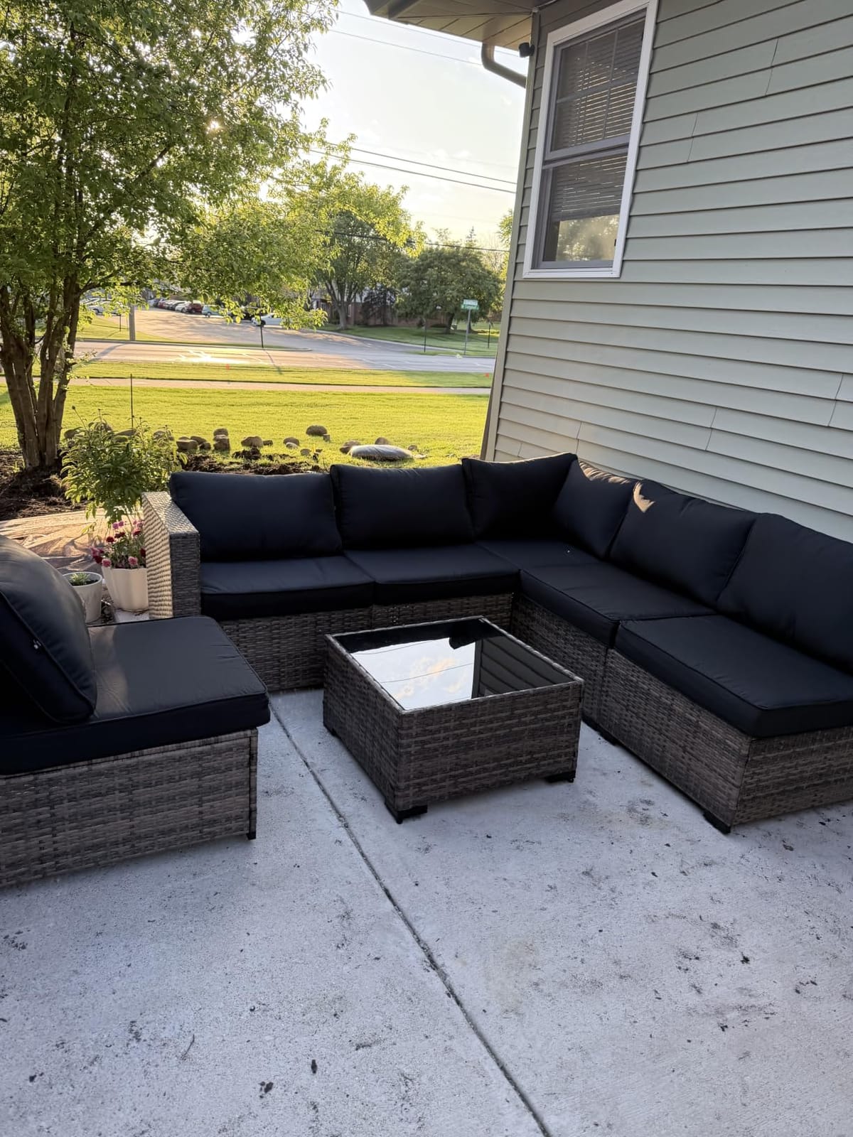 Aoxun Patio Furniture Sets, 7-Piece Outdoor Furniture with Thick Cushions, Wicker Conversation Set Sectional Sofa for Backyard, Poolside, Garden customer photo 1