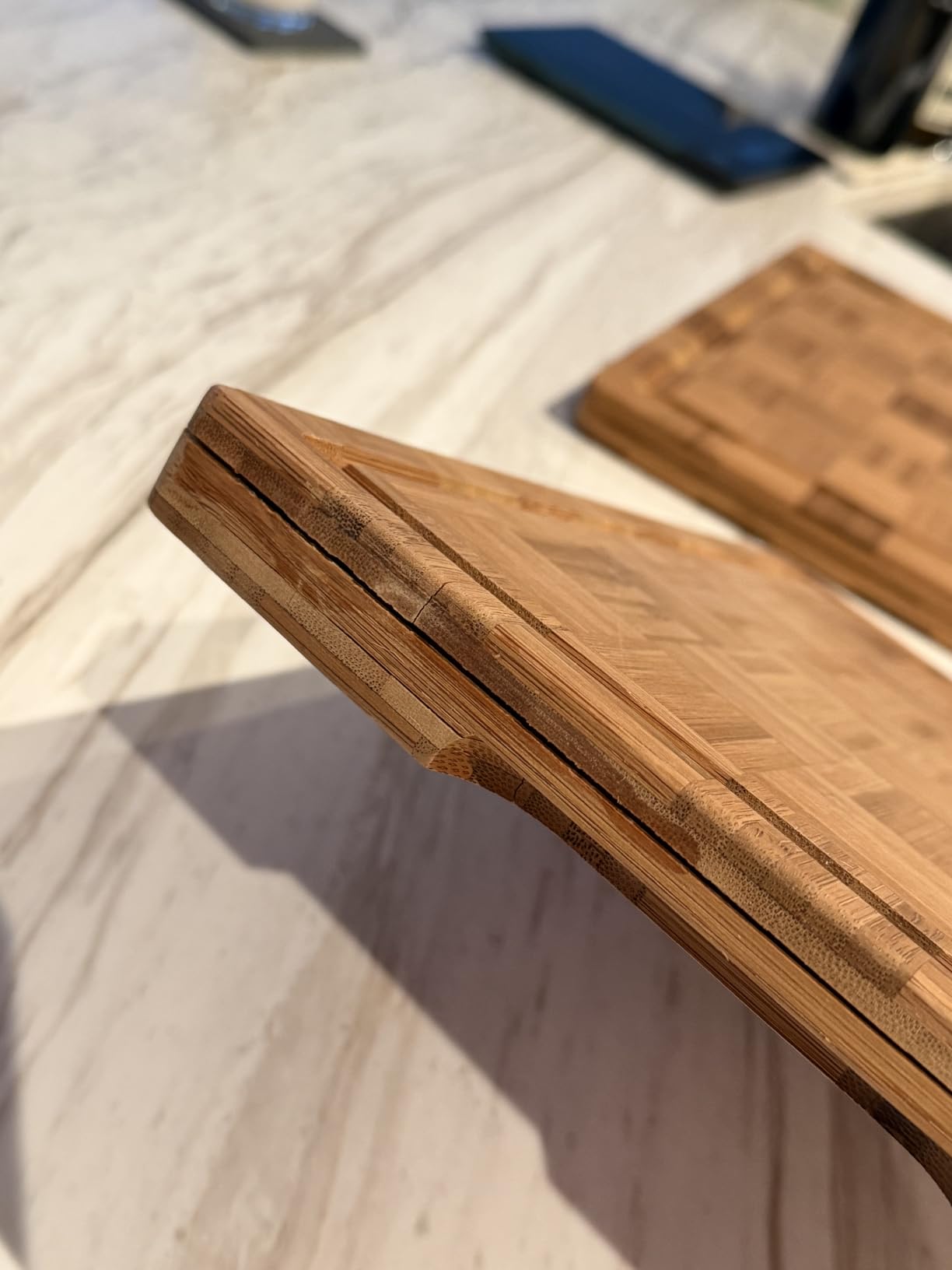 3 Pack Heavy Duty Bamboo Cutting Board Set Non Toxic Wooden Cutting Board for Kitchen Non Slip Solid End Grain Thick Wood Juice Groove Chopping Board Extra Large Butcher Block Best House Warming Gift customer photo 2