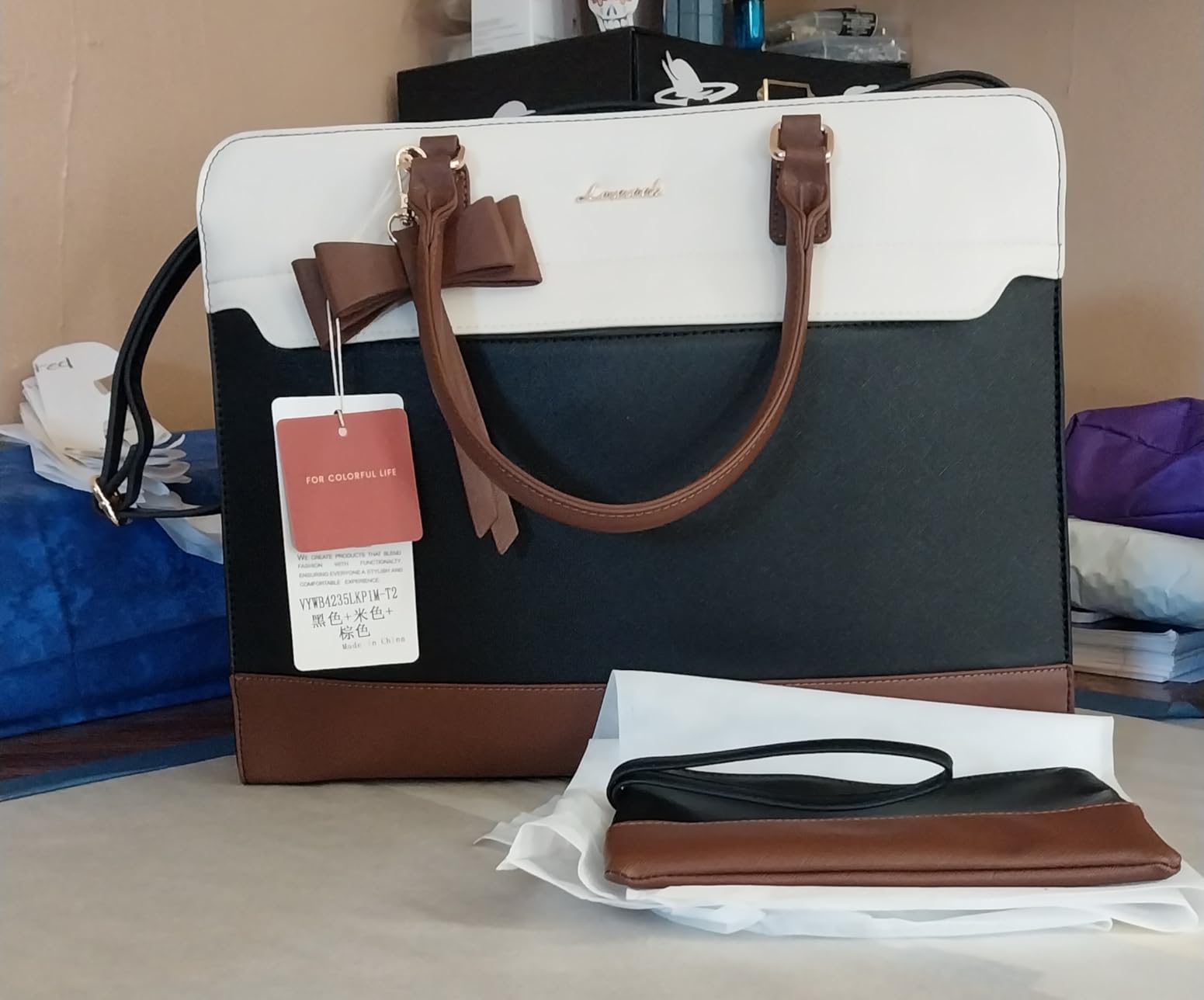 LOVEVOOK Laptop Tote Bag for Women, Leather Work Bag, Waterproof Business Teacher Bag, Large Computer Handbag Purse Briefcase, Office Gifts for Women customer photo 2