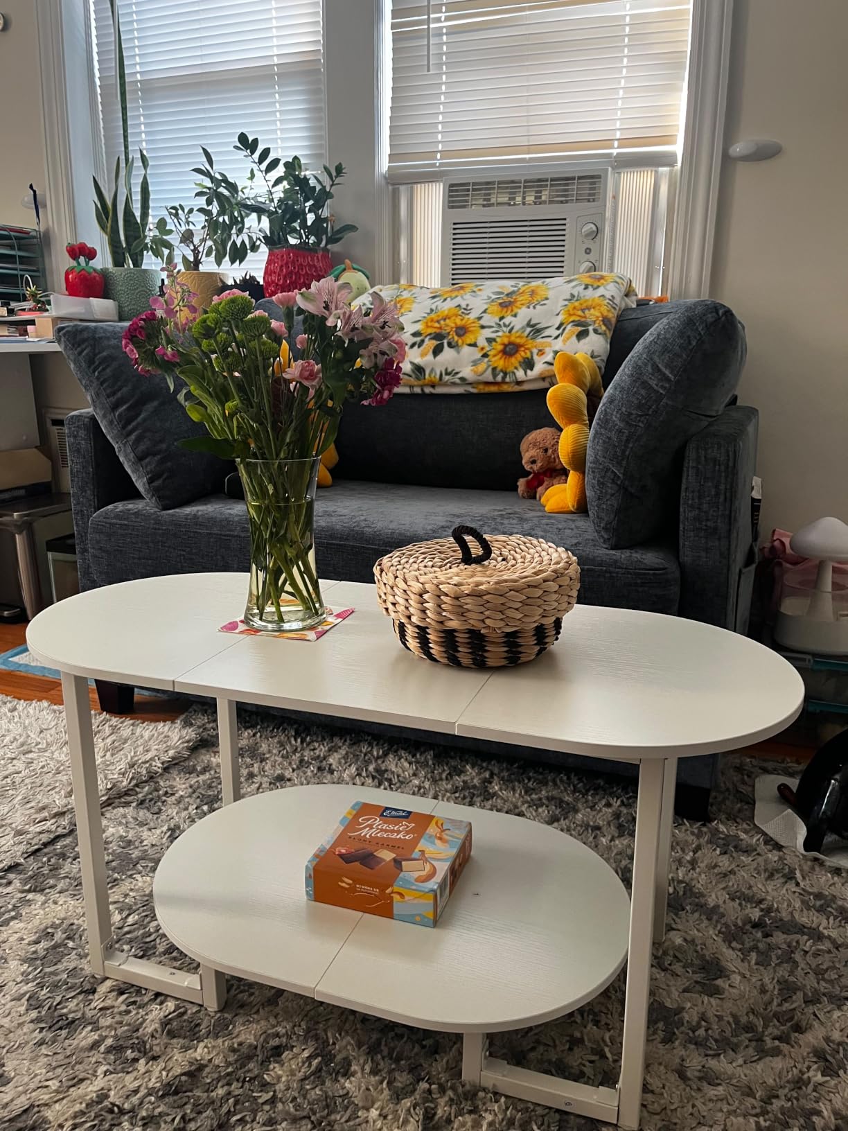 HOOBRO Coffee Table for Living Room, Oval Small Coffee Table with 2-Tier Open Storage Shelf, Industrial Cocktail Tea Table, Wooden Desktop Center Table, Farmhouse, Home Office, Rustic Brown BF09KF01 customer photo 1