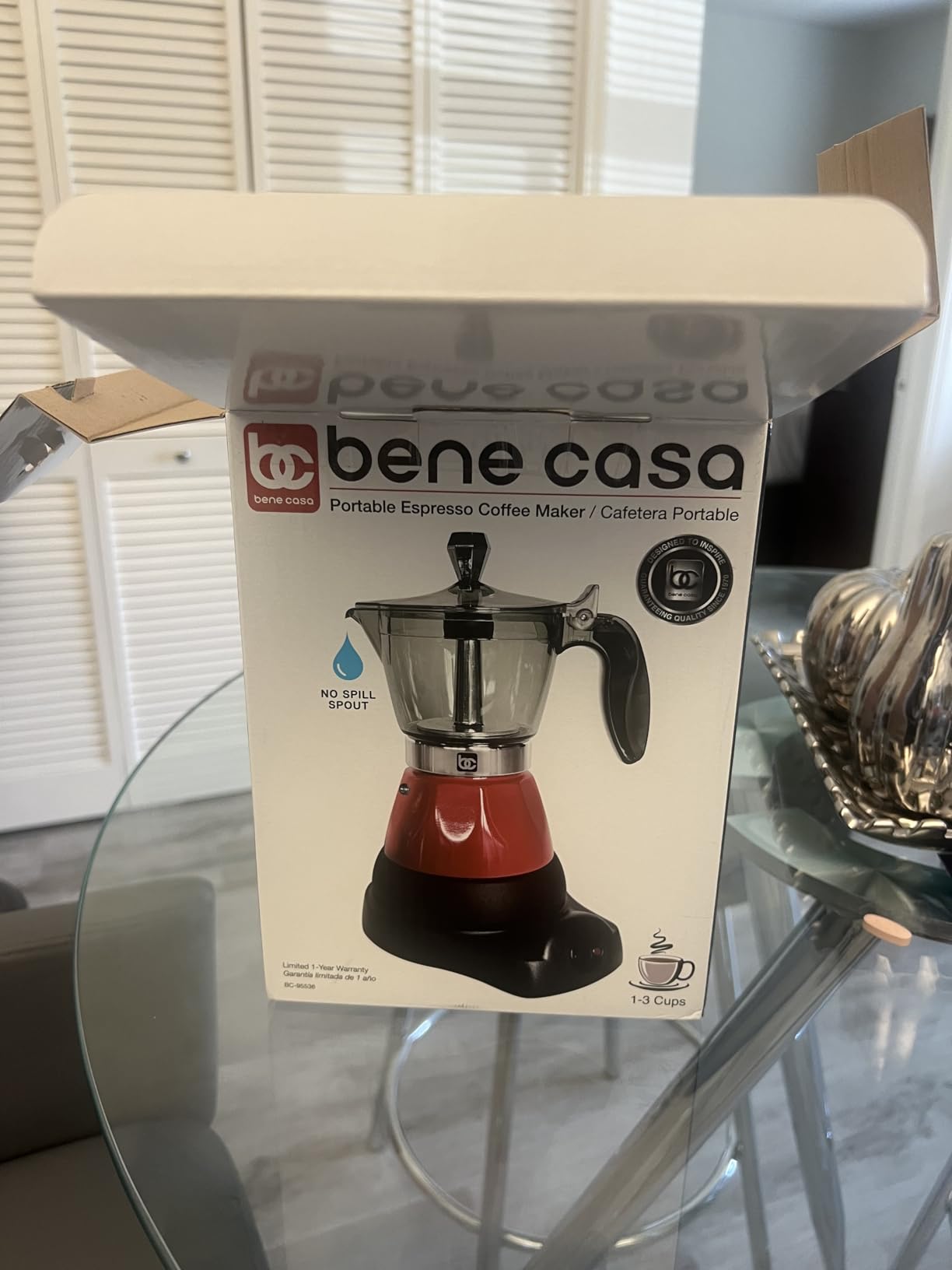 Bene Casa Silver Portable Electric Espresso Maker/Cafetera, 1-3 Cups/Shots (1, SILVER) customer photo 2