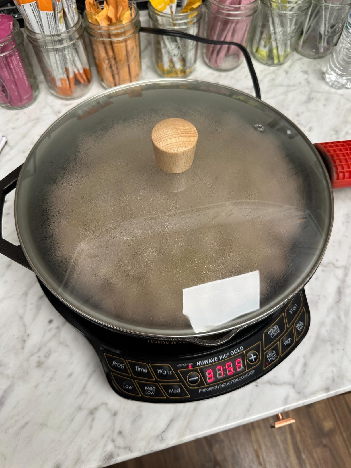 13 inch Tempered Glass Lid, CUKISIKUC Wok Frying Pan and Pots Round Replacement Cover for Skillet Cookware, Wooden Knob customer photo 1