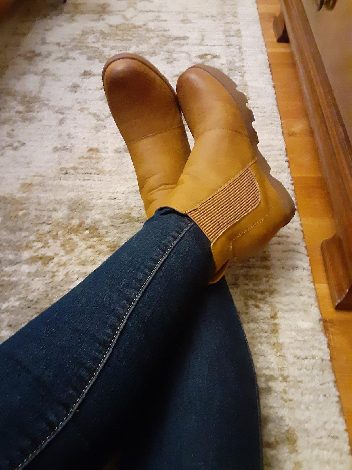 Athlefit Women's Hidden Heel Chelsea Ankle Wedge Boots customer photo 2