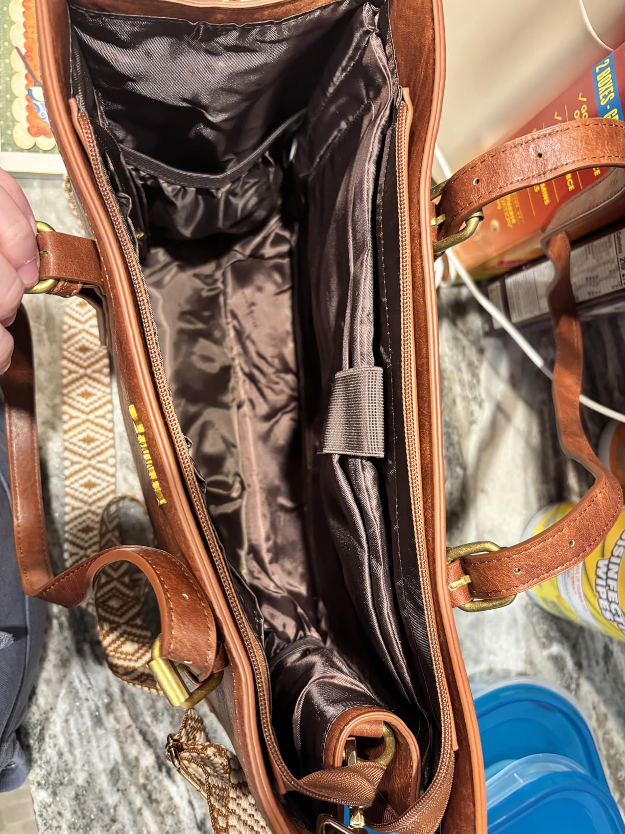 LOVEVOOK Laptop Bag for Women, Vintage Leather 15.6 Inch Work Tote with Large Cup Holder, Teacher Professional Computer Bag with Clutch Purse and Tassel for Office Business customer photo 1