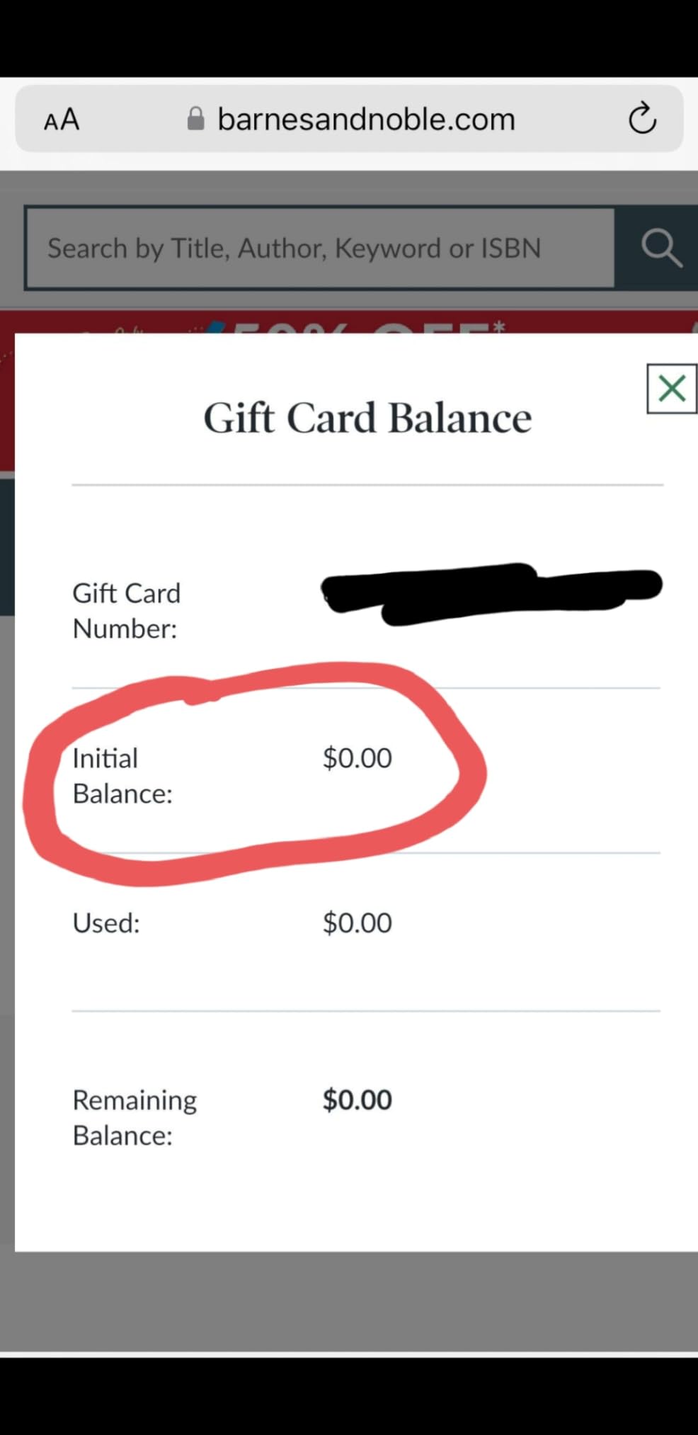 Barnes and Noble Physical Gift Card customer photo 1