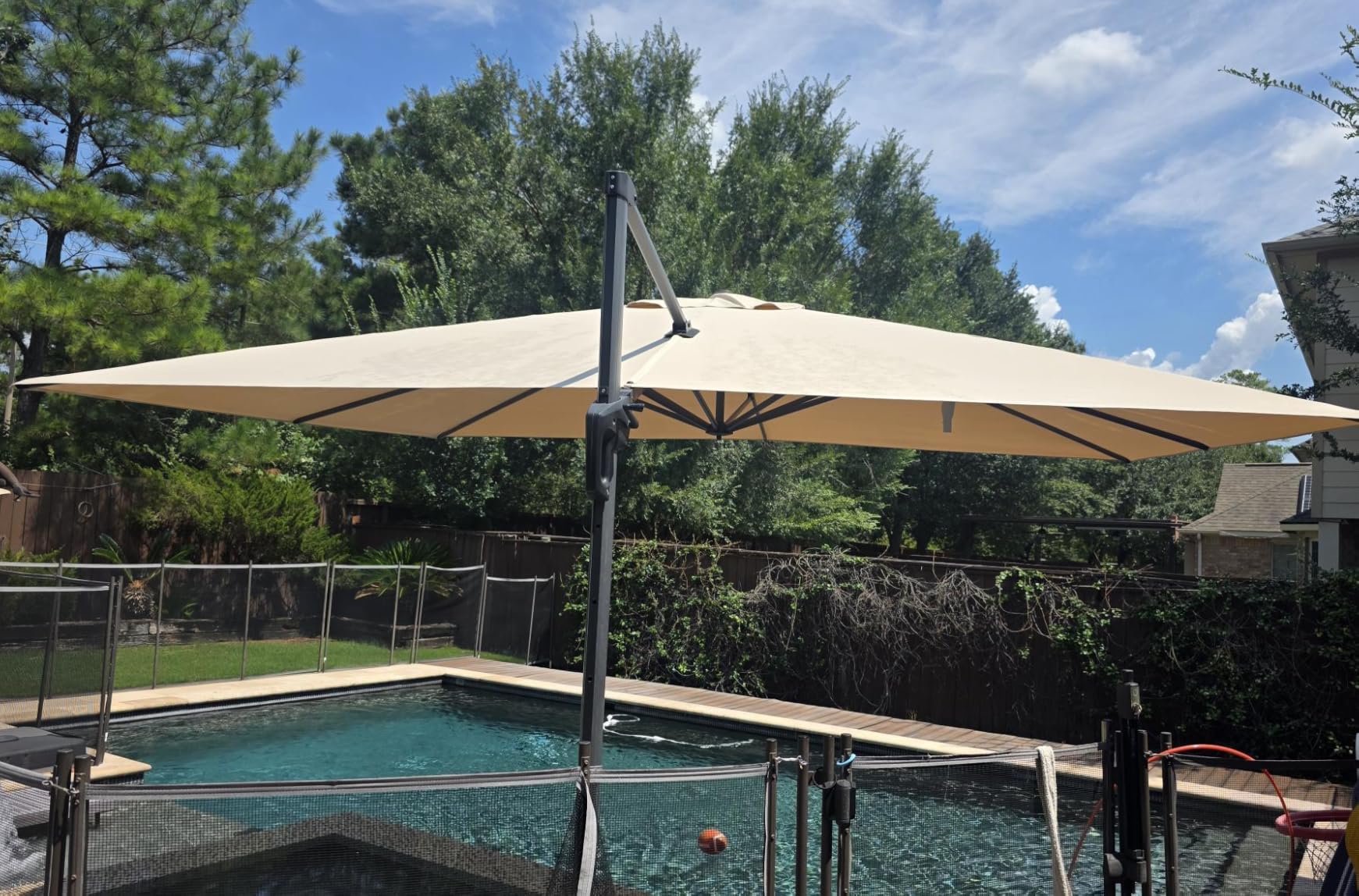 PURPLE LEAF Patio Umbrella with Base 9' x 11.5' All-Day Shade Control Navy customer photo 1