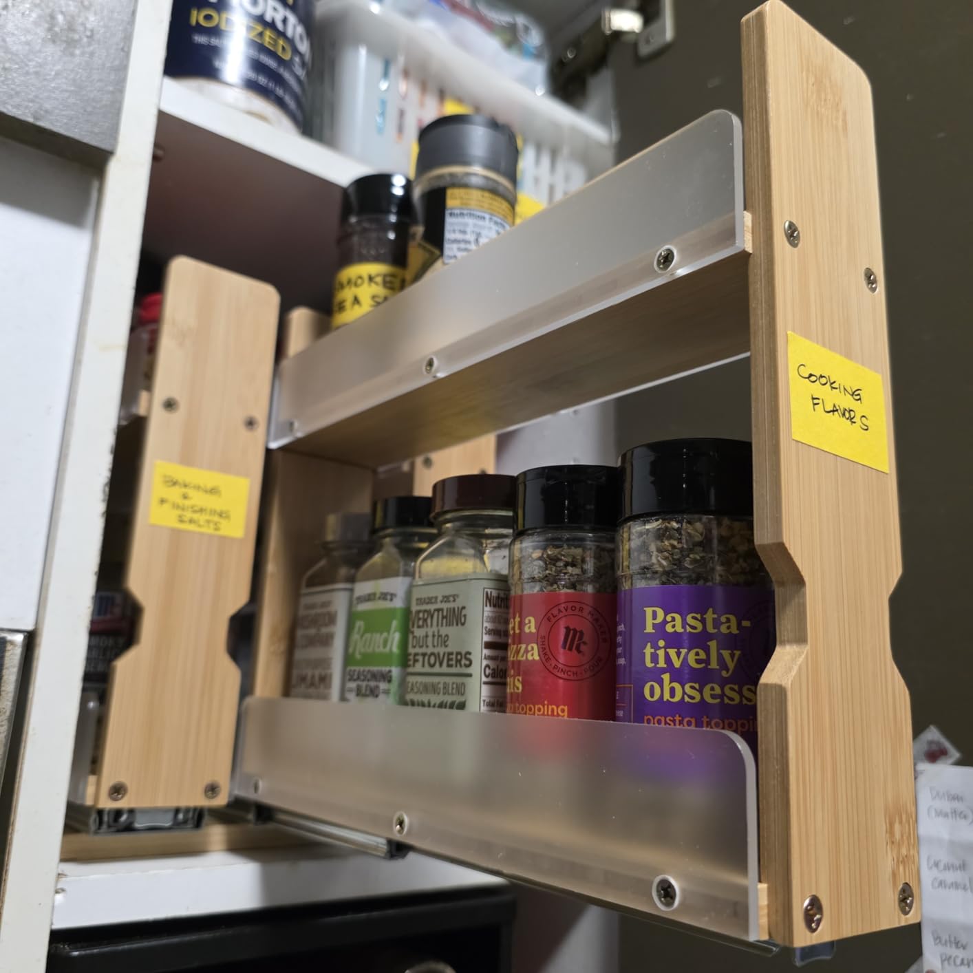 SpaceAid Bamboo Pull Out Spice Rack Organizer for Cabinet, Heavy Duty Slide Out Seasoning Kitchen Pantry Sliding Vertical Organization, 7.6