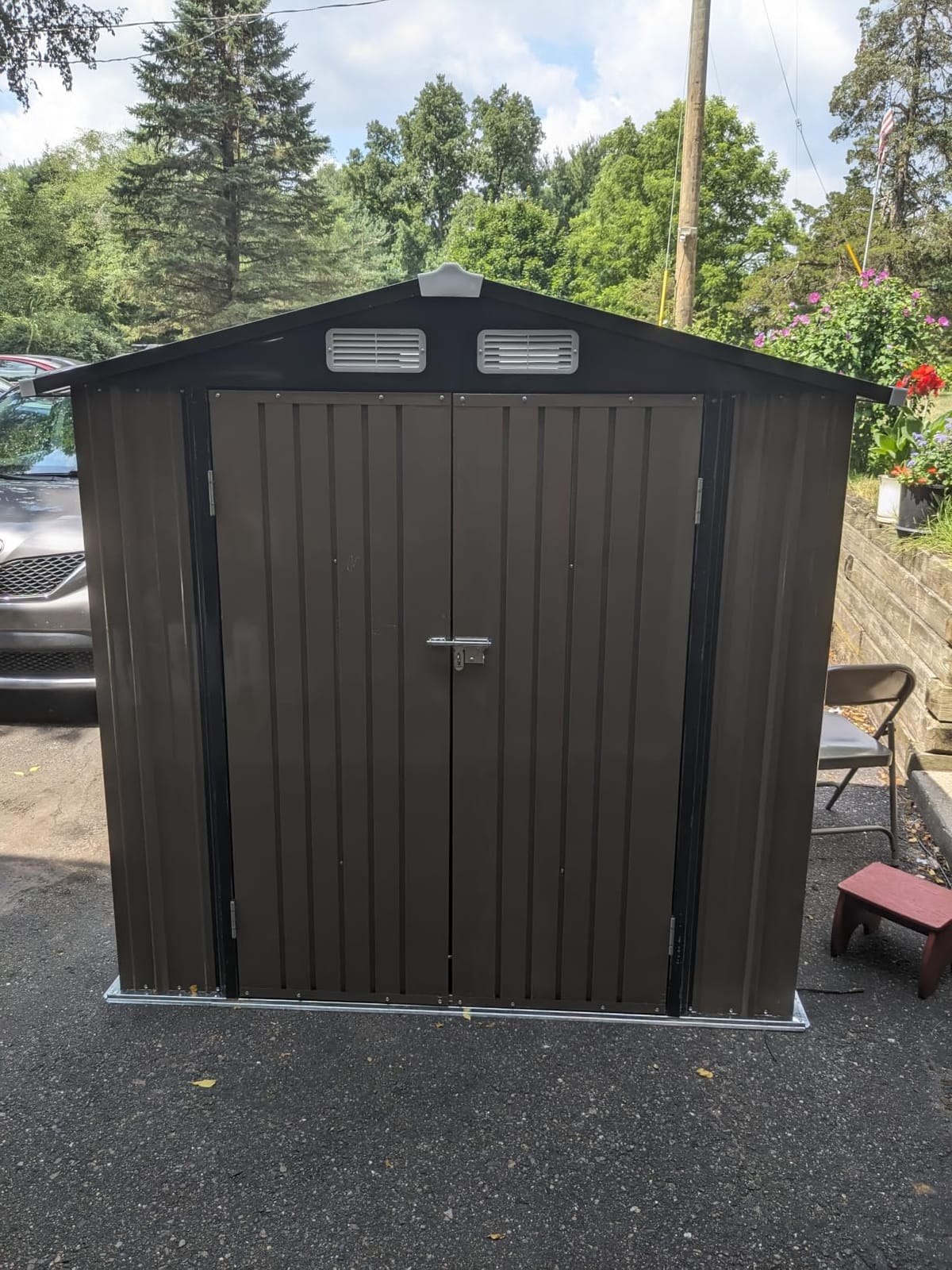 Aoxun 6x4 FT Metal Outdoor Steel Shed Light Brown customer photo 2