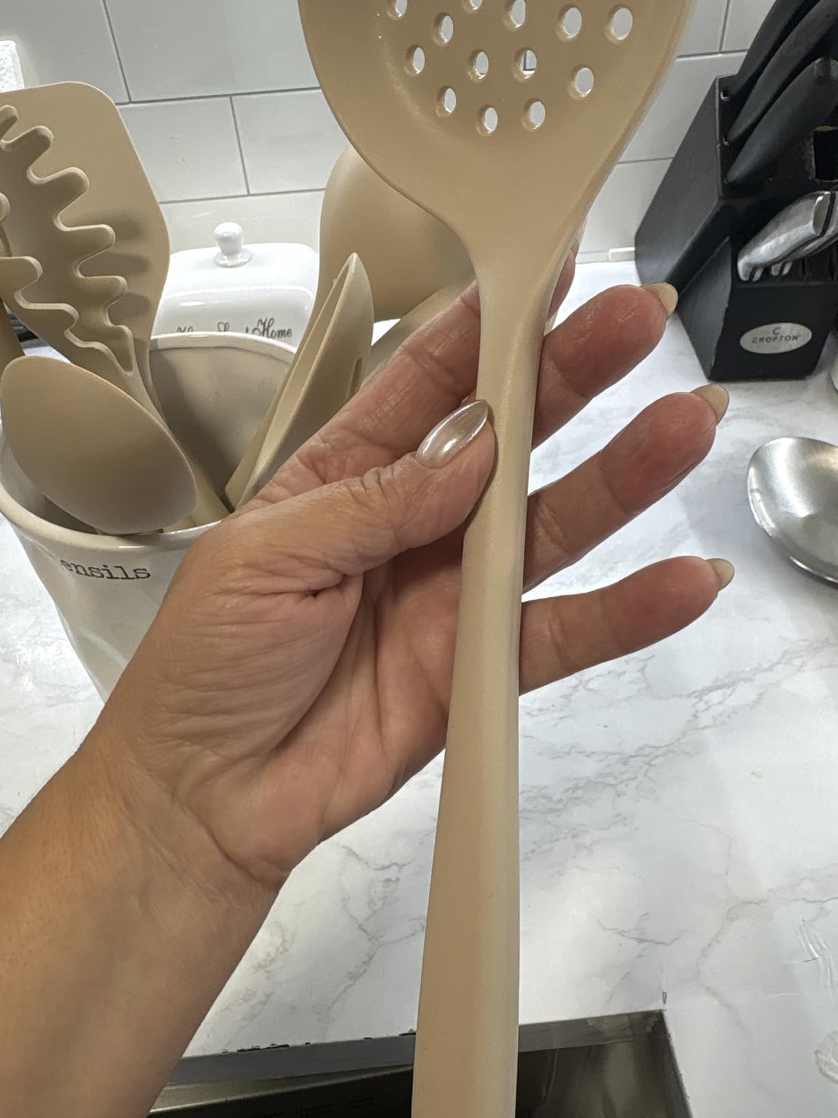 NonToxic Platinum Silicone Utensils, 100% Plastic-Free, 8-Pcs, Beige customer photo 1