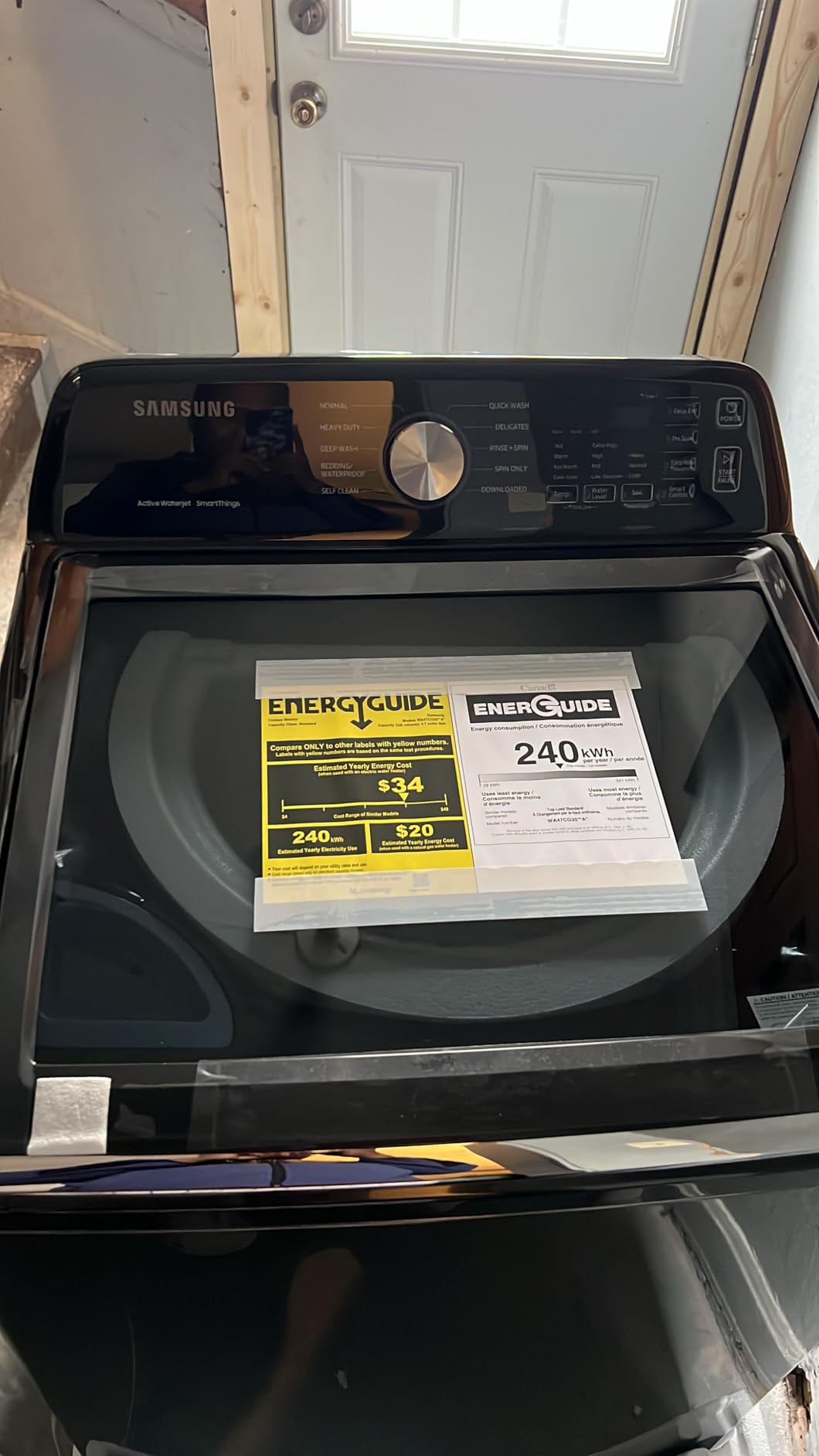 Samsung Smart 4.7 Cu Ft Top Load Washer & 7.4 Cu Ft Electric Dryer Bundle with Sensor Stops Overdrying, Low Vibration Quiet Wash, WaterJet w/Power Cords, Hoses, Vent Duct, 1 Year CPS Protection (Black) customer photo 1