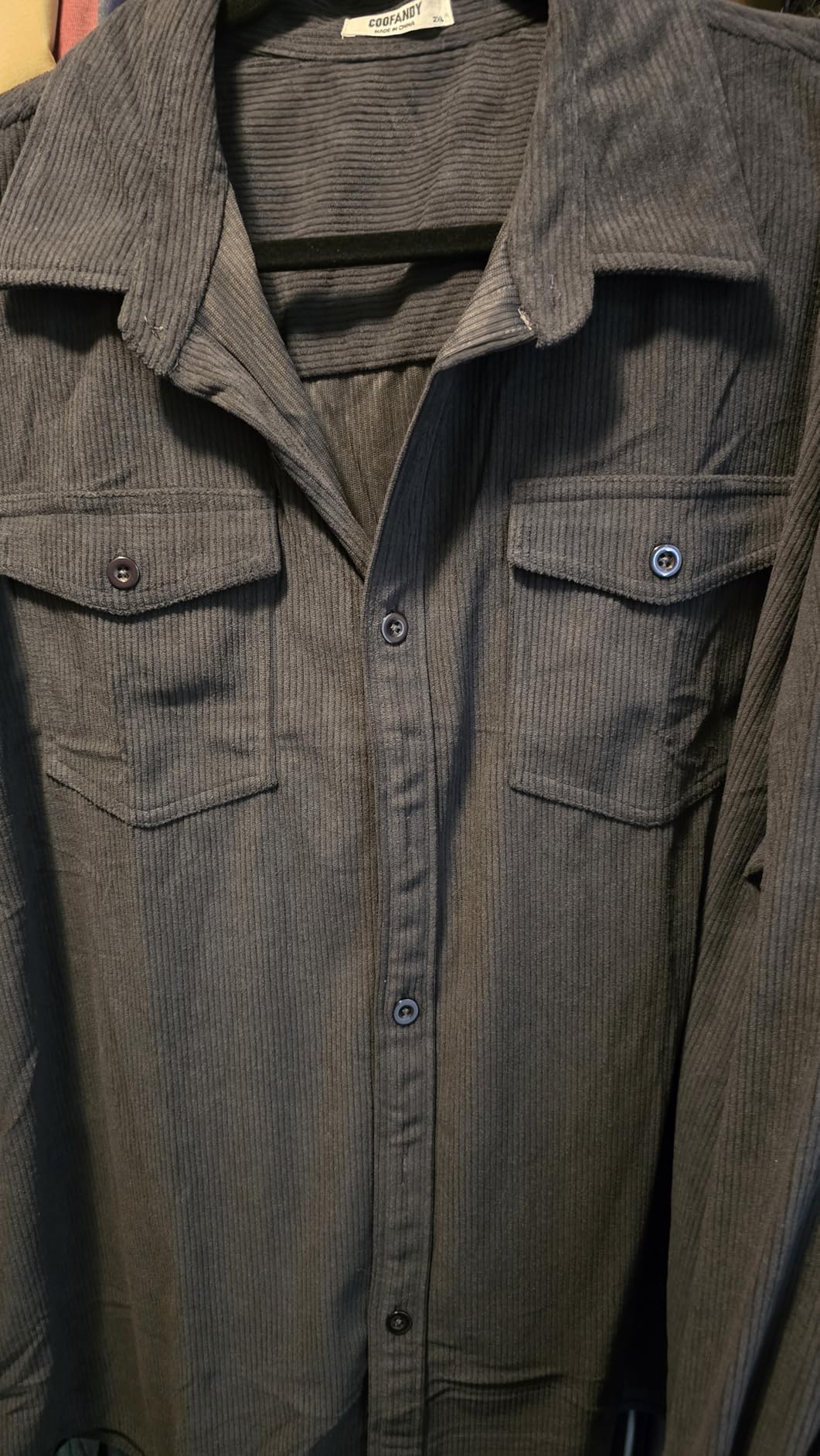 COOFANDY Men's Corduroy Button Down Shirts Jackets Casual Long Sleeve Shacket Lightweight Overshirts with Flap Pockets customer photo 1