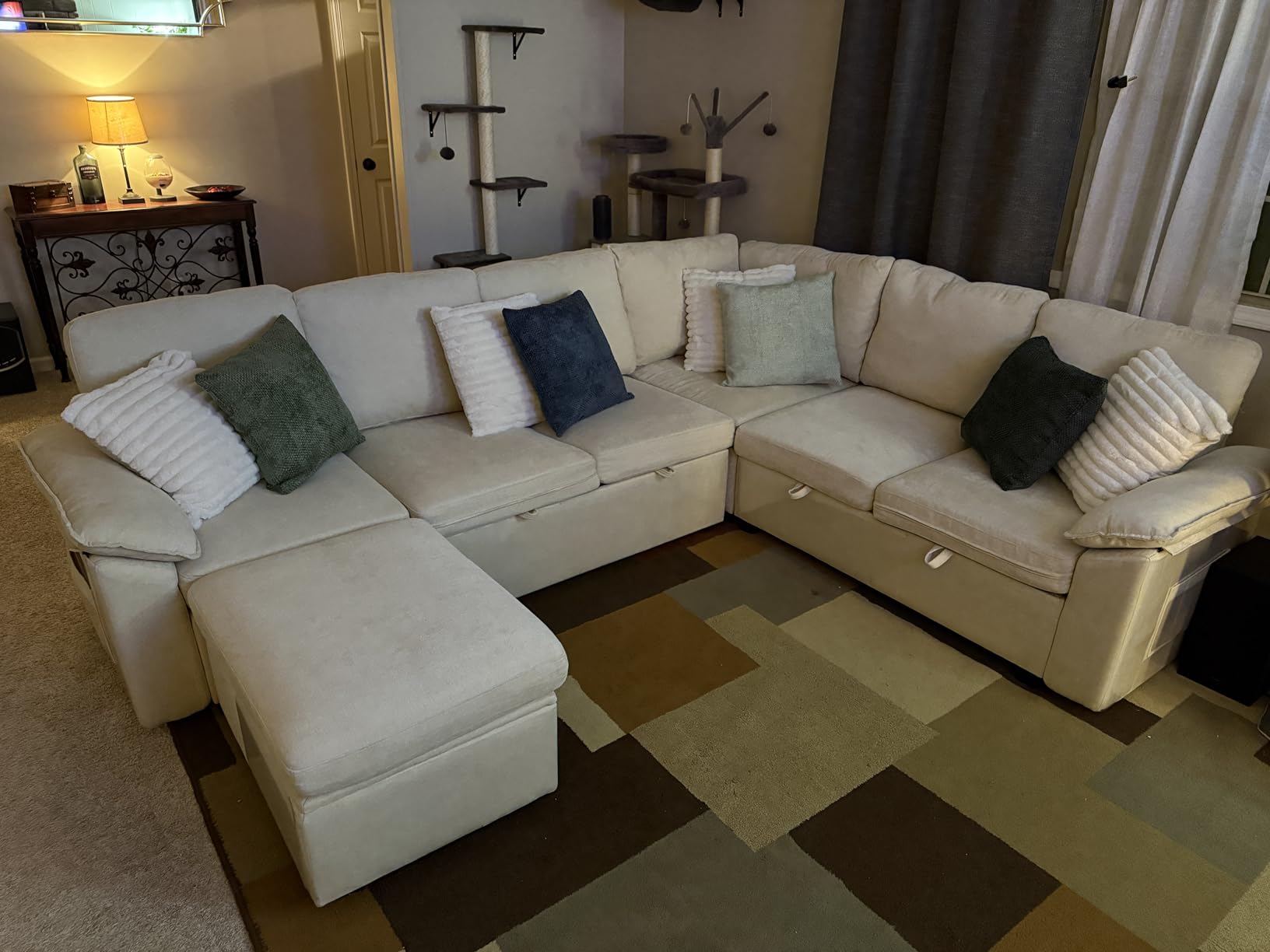 106'' Modular Sectional Sofa with Pull Out Bed, Sleeper Sofa, Dark Gray customer photo 2