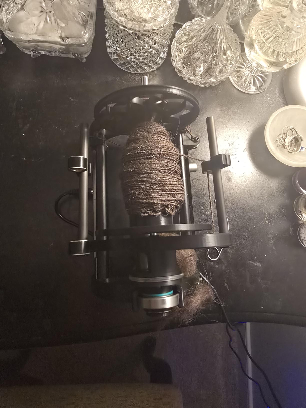 Electric Yarn Spinner Winder Spinning Wheel for Wool with 3 Bobbins, Small Yarn Winder with Forward & Reverse, Free Speed Adjustable (Black) customer photo 2