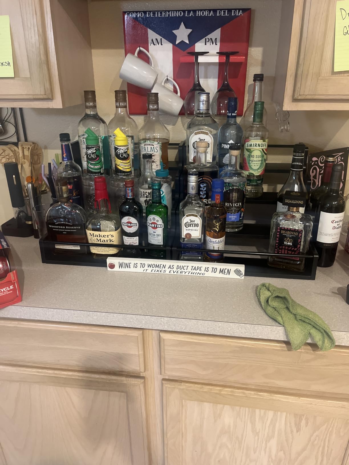 YQBRAO 2-Pack 4-Tier Liquor Bottle Display Shelf, 16-Inch, Rustic Brown customer photo 2