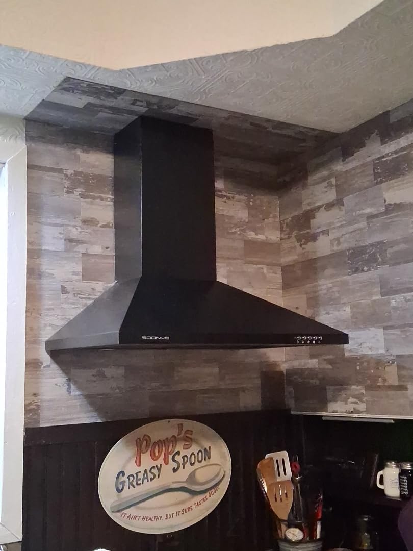 24 Inch Wall Mount Range Hood Stainless Steel Ducted/Ductless Convertible Kitchen Exhaust Hood with 450 CFM Motor, 3 Speed Fan, LED Lighting and Dishwasher Safe Filters (Stainless Steel, 24inch) customer photo 1