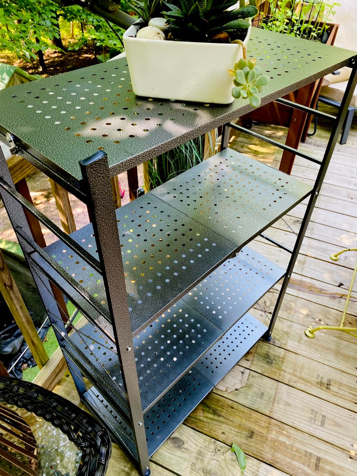 COOS BAY 4 Tier Foldable Greenhouse Shelf, Heavy Duty Metal Plant Stand, No Assembly Required, Compact Storage, 28
